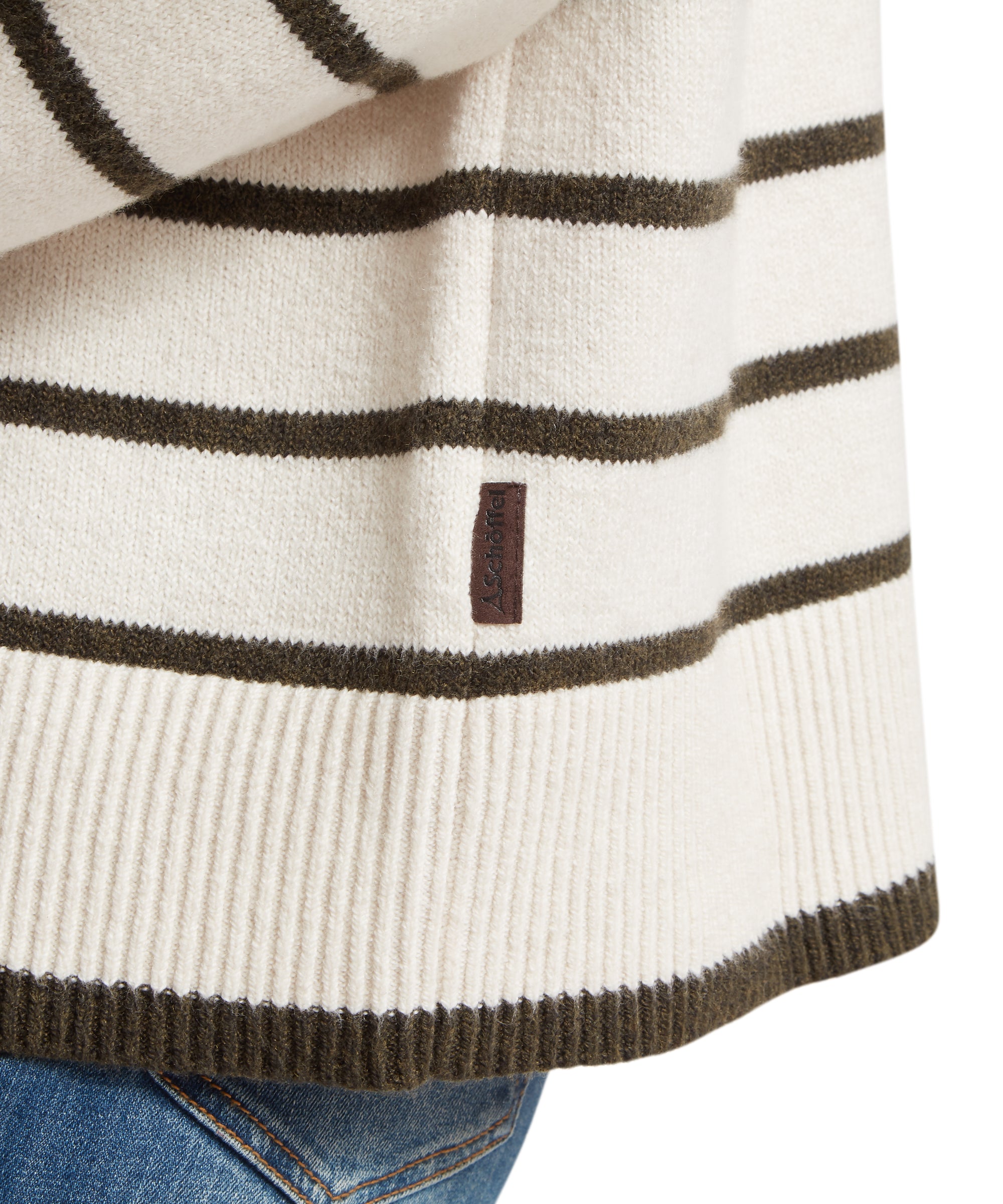 Sandsend Quarter Zip Jumper - Soft White/Loden