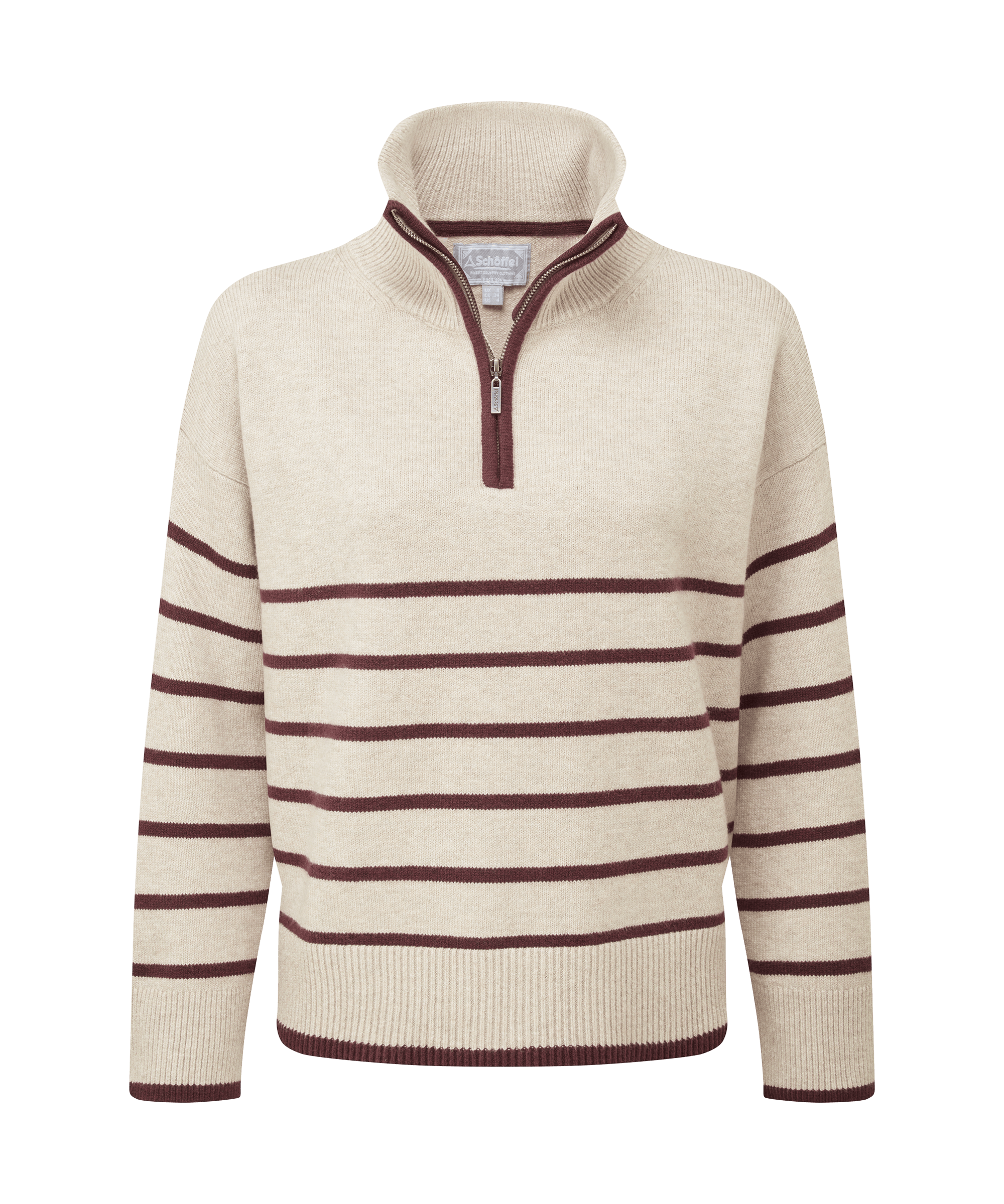 Schöffel Sandsend for women, cutout image, a quarter-zip collar in oatmeal port