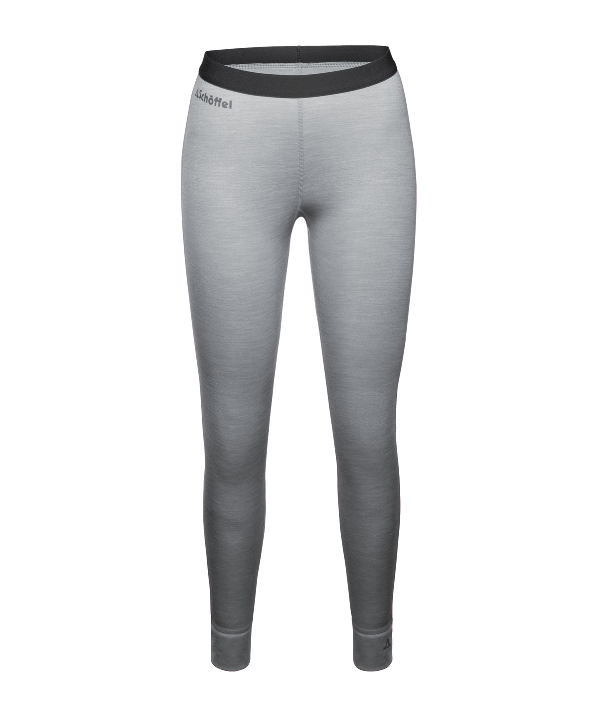 Women’s schöffel technical leggings in opal grey with black elastic waistband and linnöftel branding