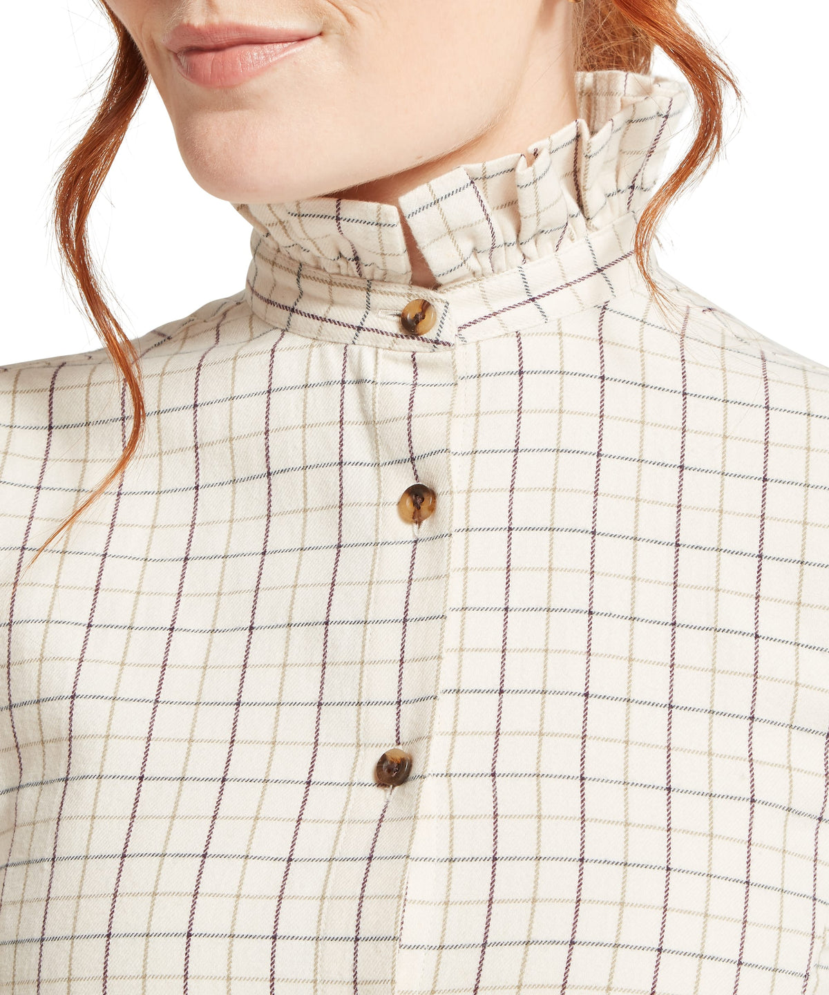 Schöffel Sheringham Shirt for women in Red, white checkered pattern high collar