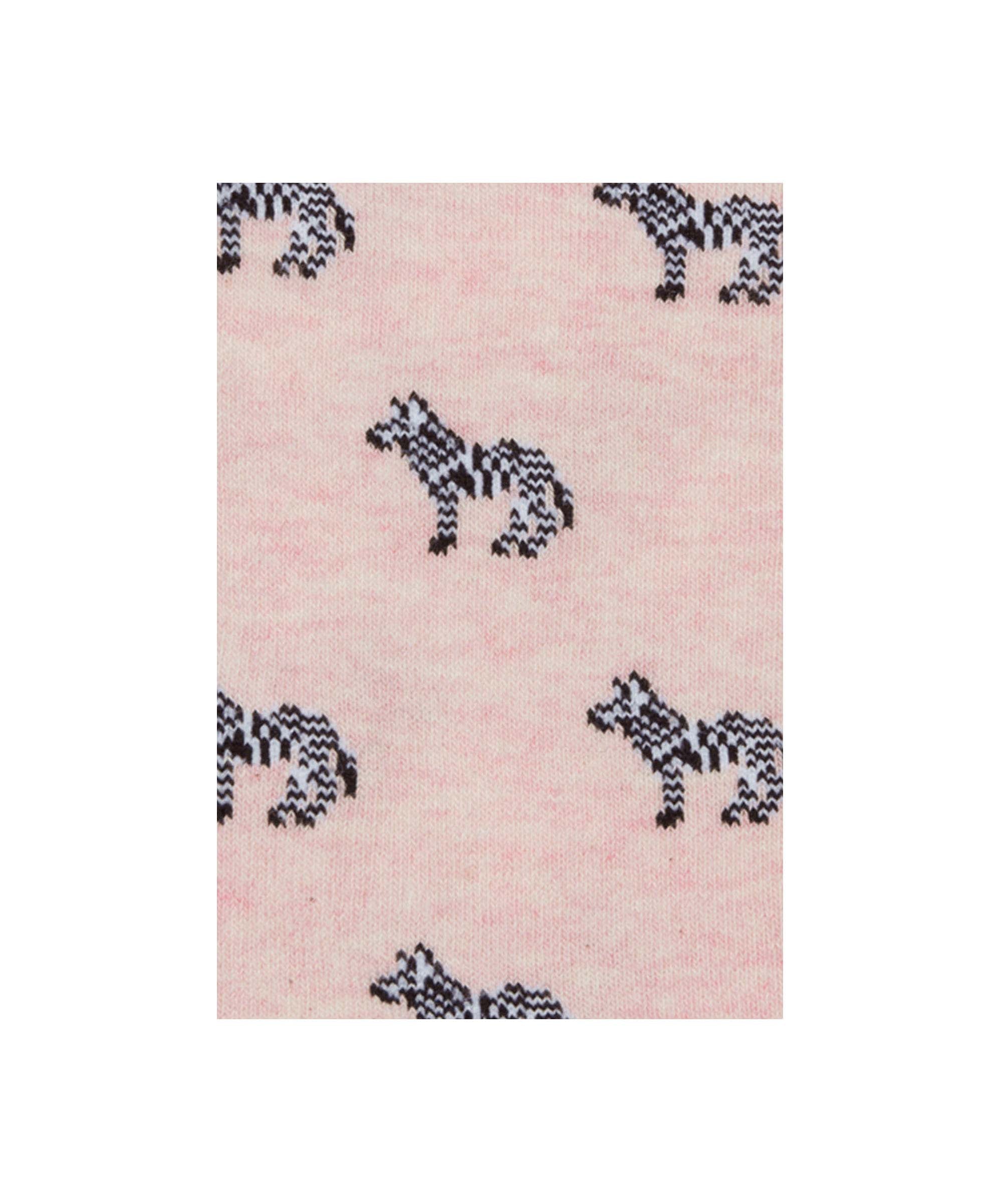 Schöffel Women's Single Cotton Sock in Pink with black and white zebra pattern close-up detail