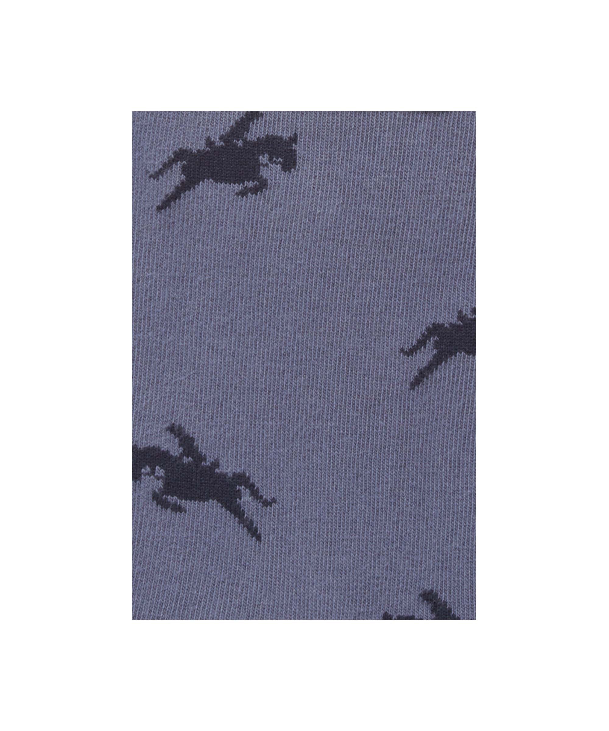 Schöffel Women's Single Cotton Socks in Navy with galloping horse pattern close-up detail