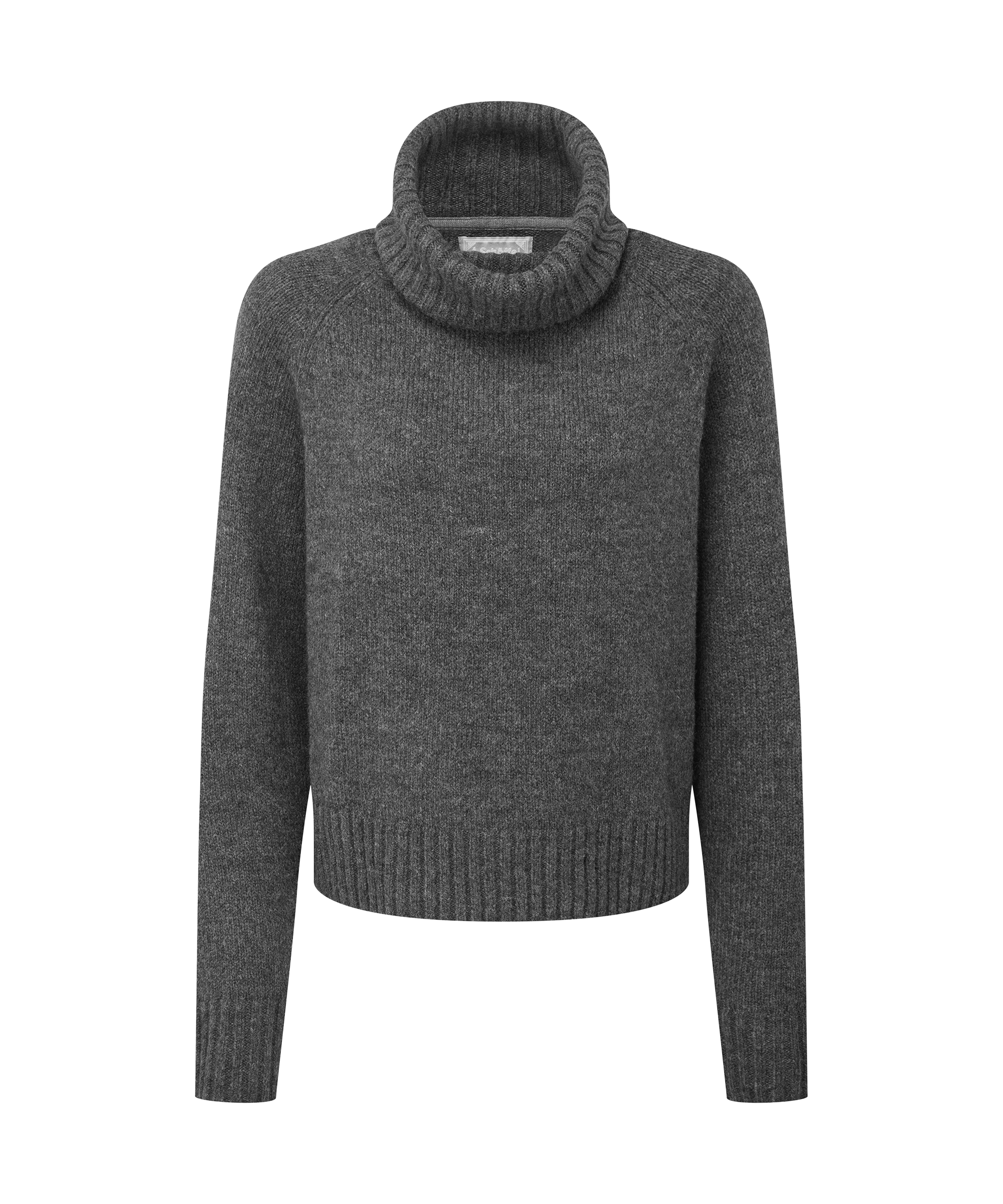 Grey turtleneck sweater on a white background