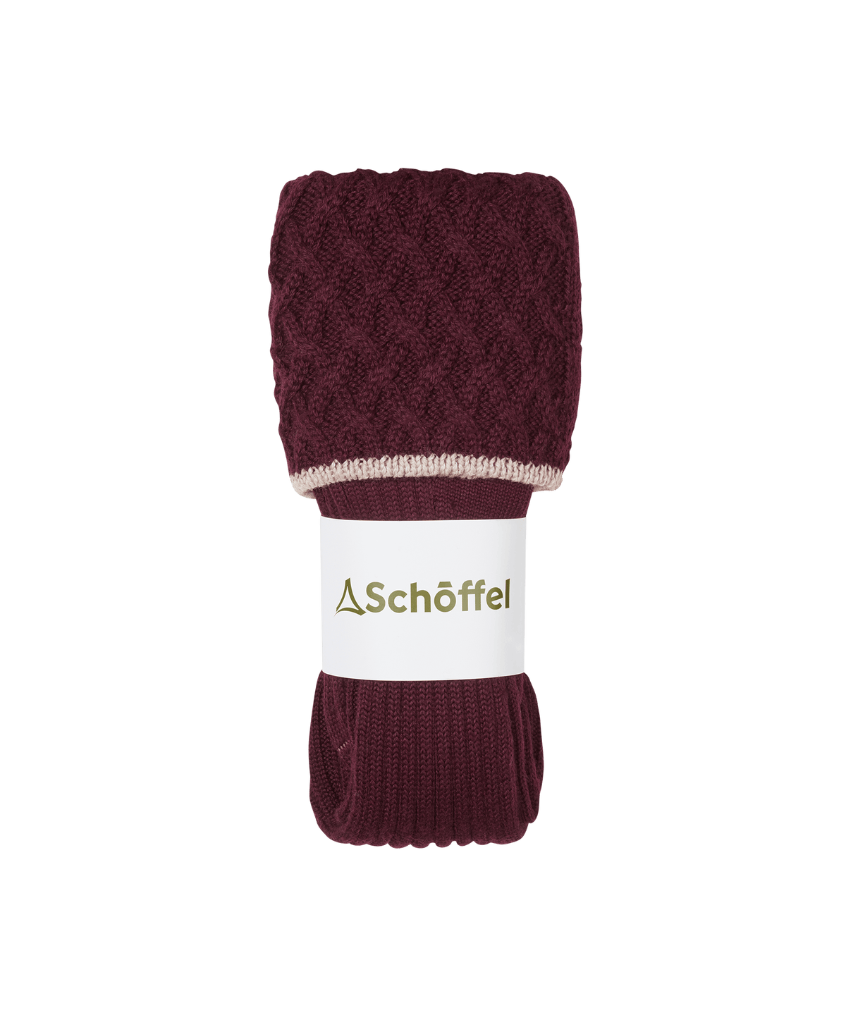 Schöffel Teal Sock for women in Red, cutout image, beige ribbed cuff for comfortable wear