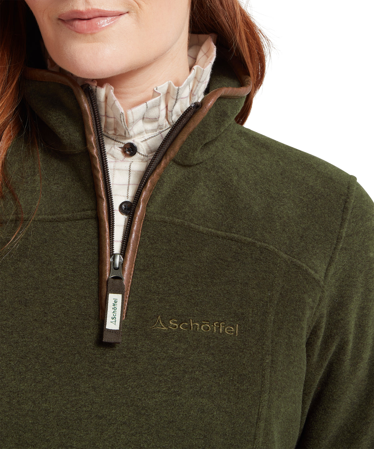 Tilton 1/4 Zip Fleece for women in Green, from Schöffel, embroidered logo