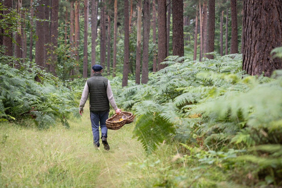 Tim Maddams walking in woodland