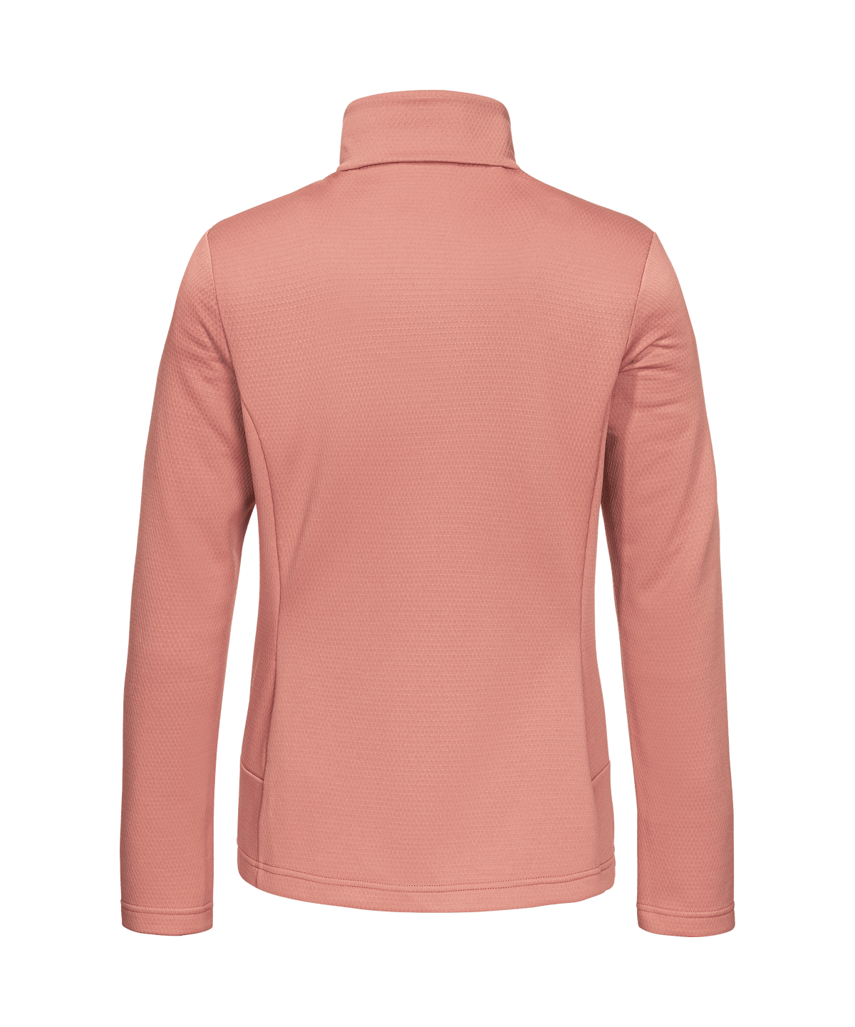Women’s pine fleece jacket ashed rose in soft peach with long sleeves high collar and subtle seam