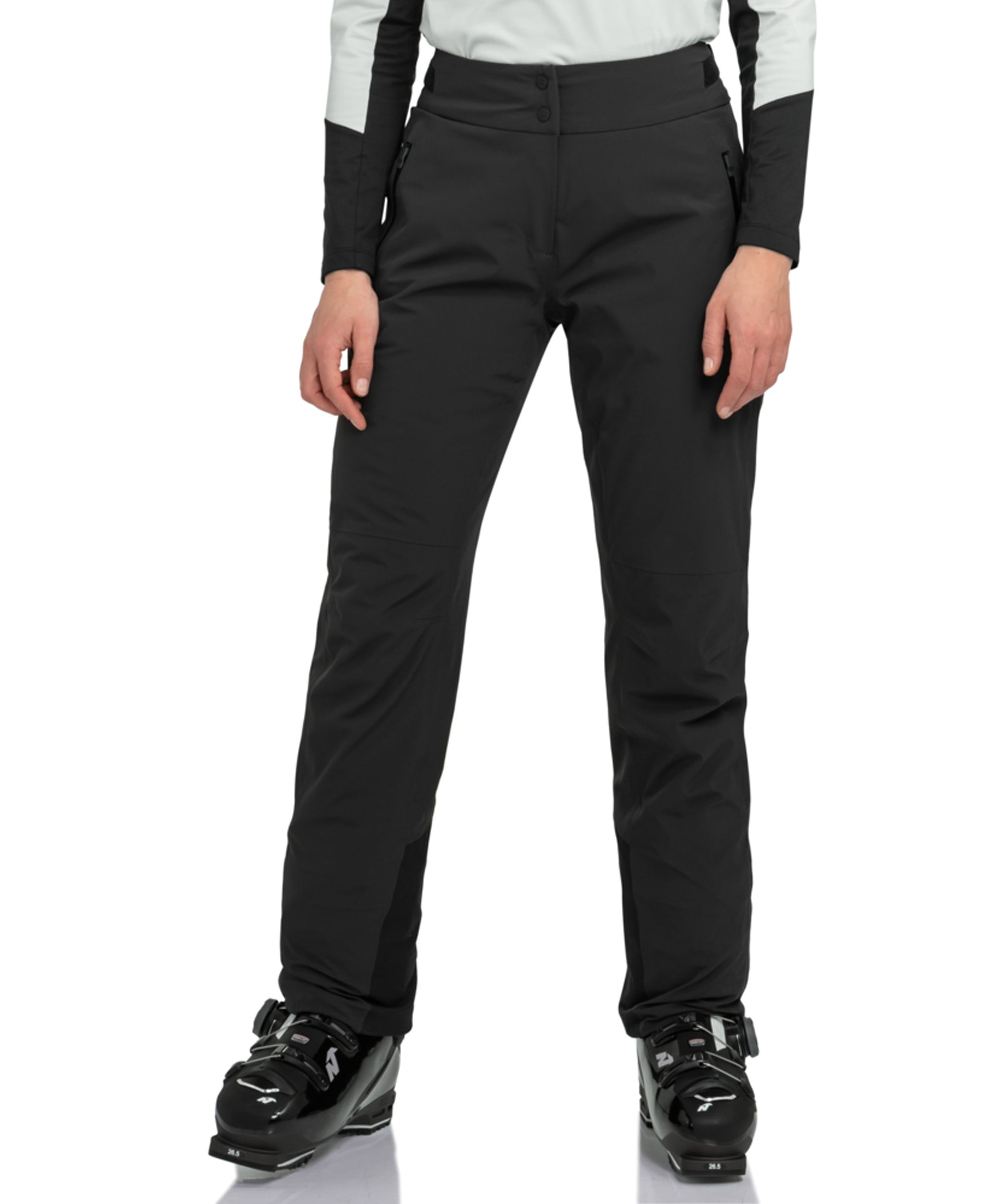 Women’s Skayra black ski pants with sleek form-fitting design and side pockets