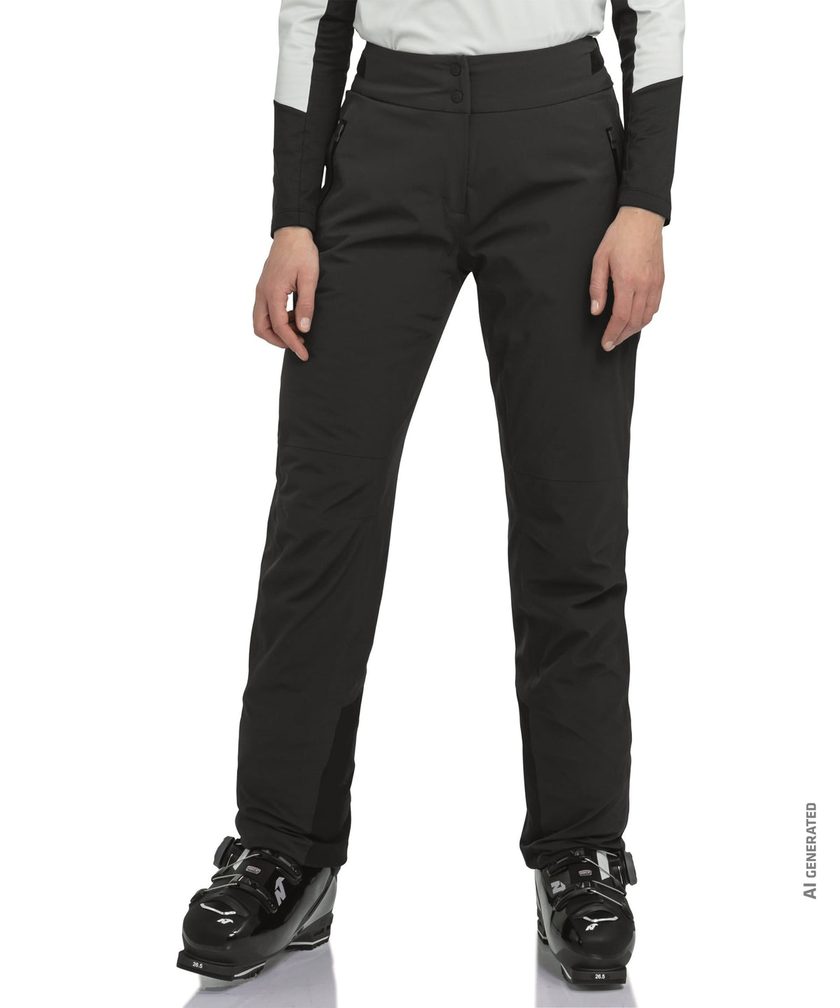 Women’s skayra pants black sleek form-fitting ski pants with subtle side pockets shown from