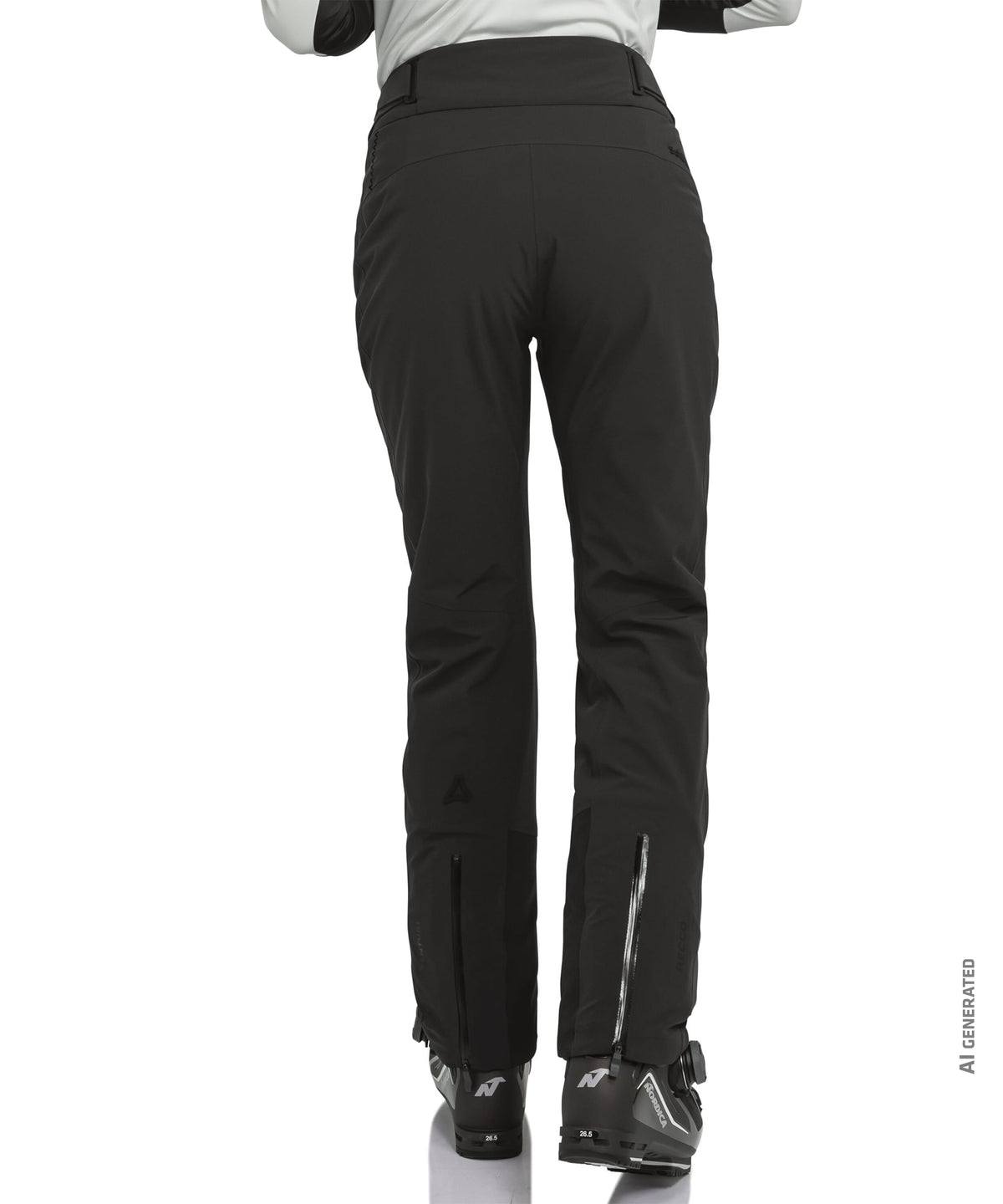 Women’s Skayra black waterproof ski pants with zipped ankle cuffs and a sleek form-fitting design