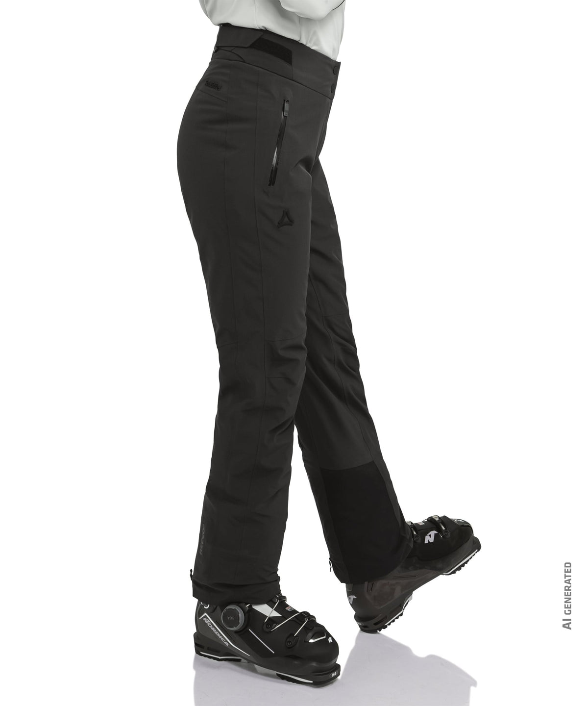 Women’s Skayra pants black waterproof ski pants with sleek design and subtle brand logo on the thigh