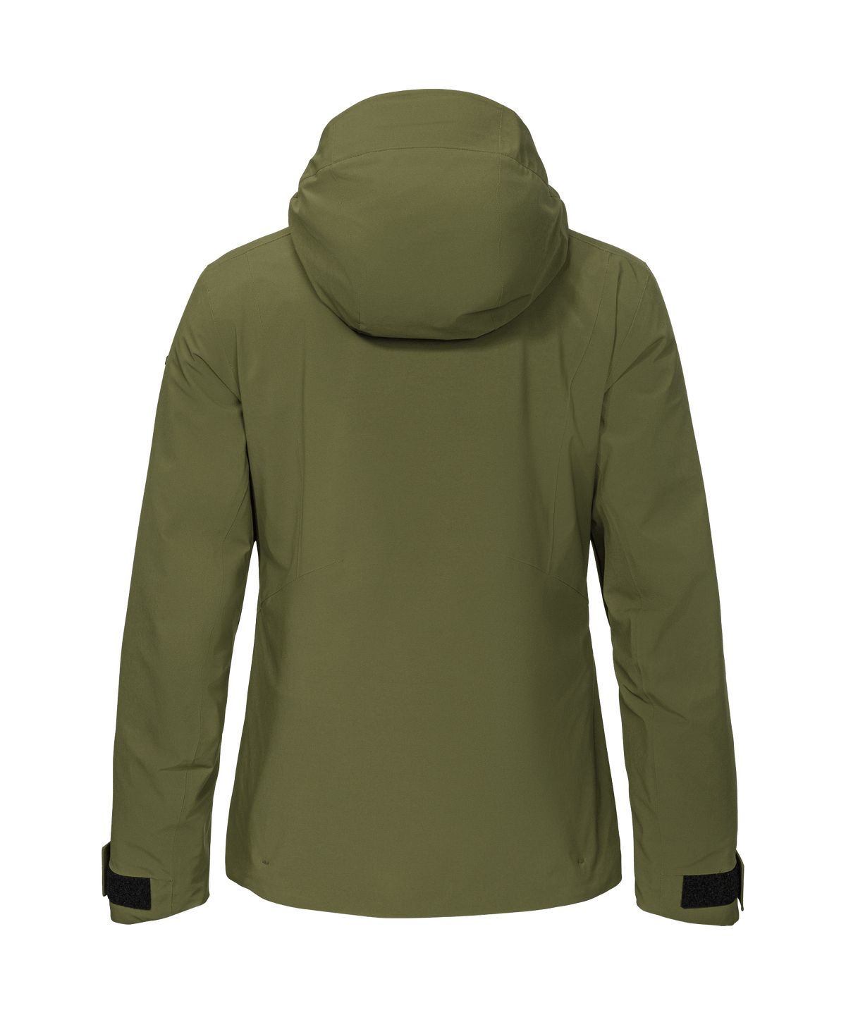 Women’s pontre jacket avocado branch olive green waterproof hiking jacket with black trim on cuffs