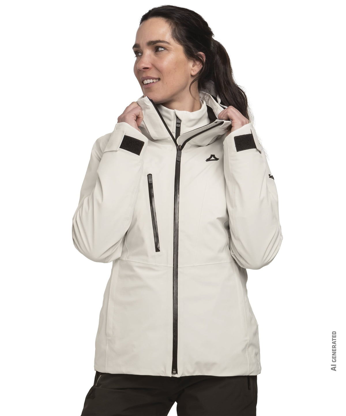 Women’s pontre jacket nordic cream water-resistant outdoor jacket with black zipper and trim details