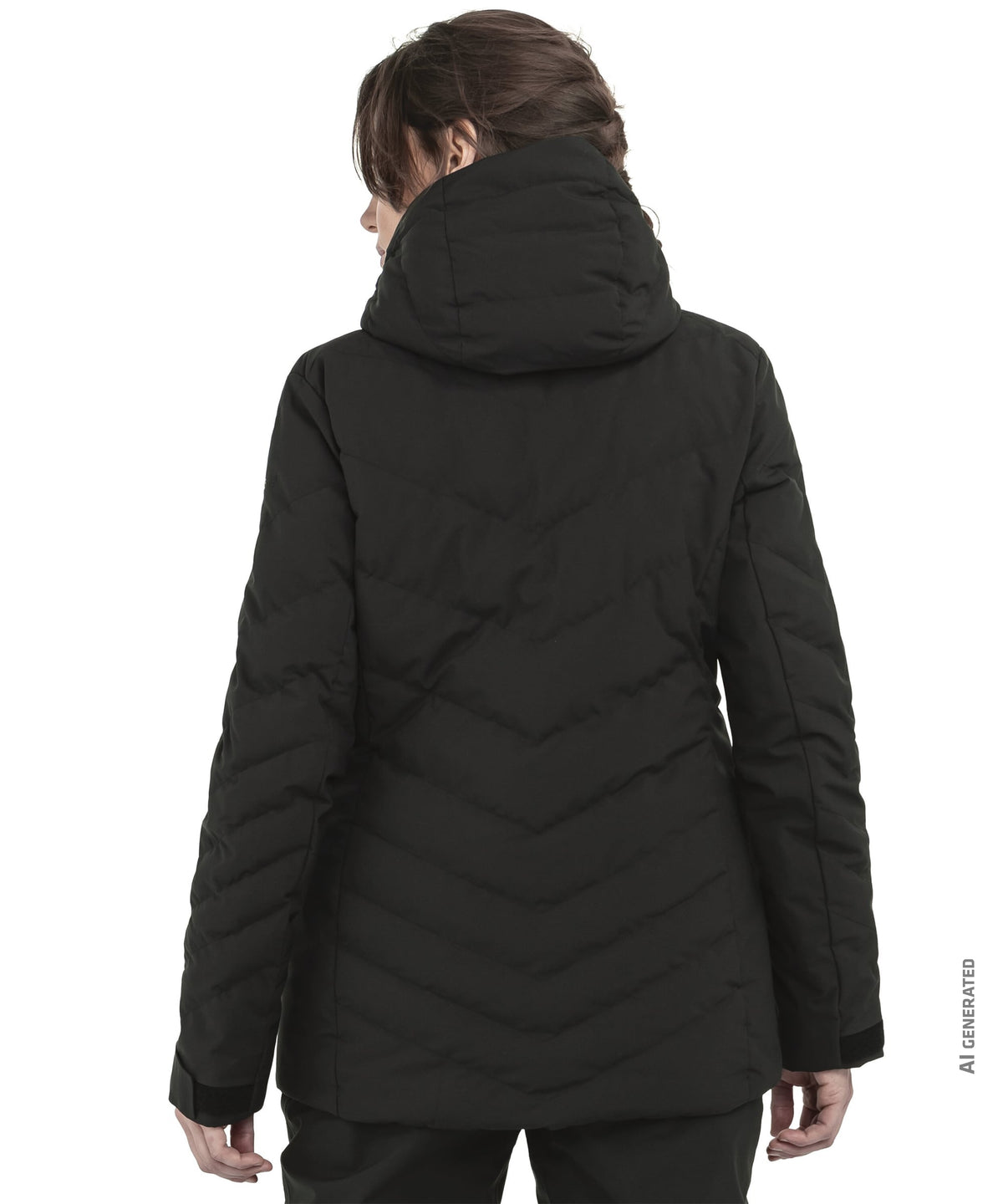 Women’s alerce jacket black quilted puffer jacket with high collar and long sleeves for cold
