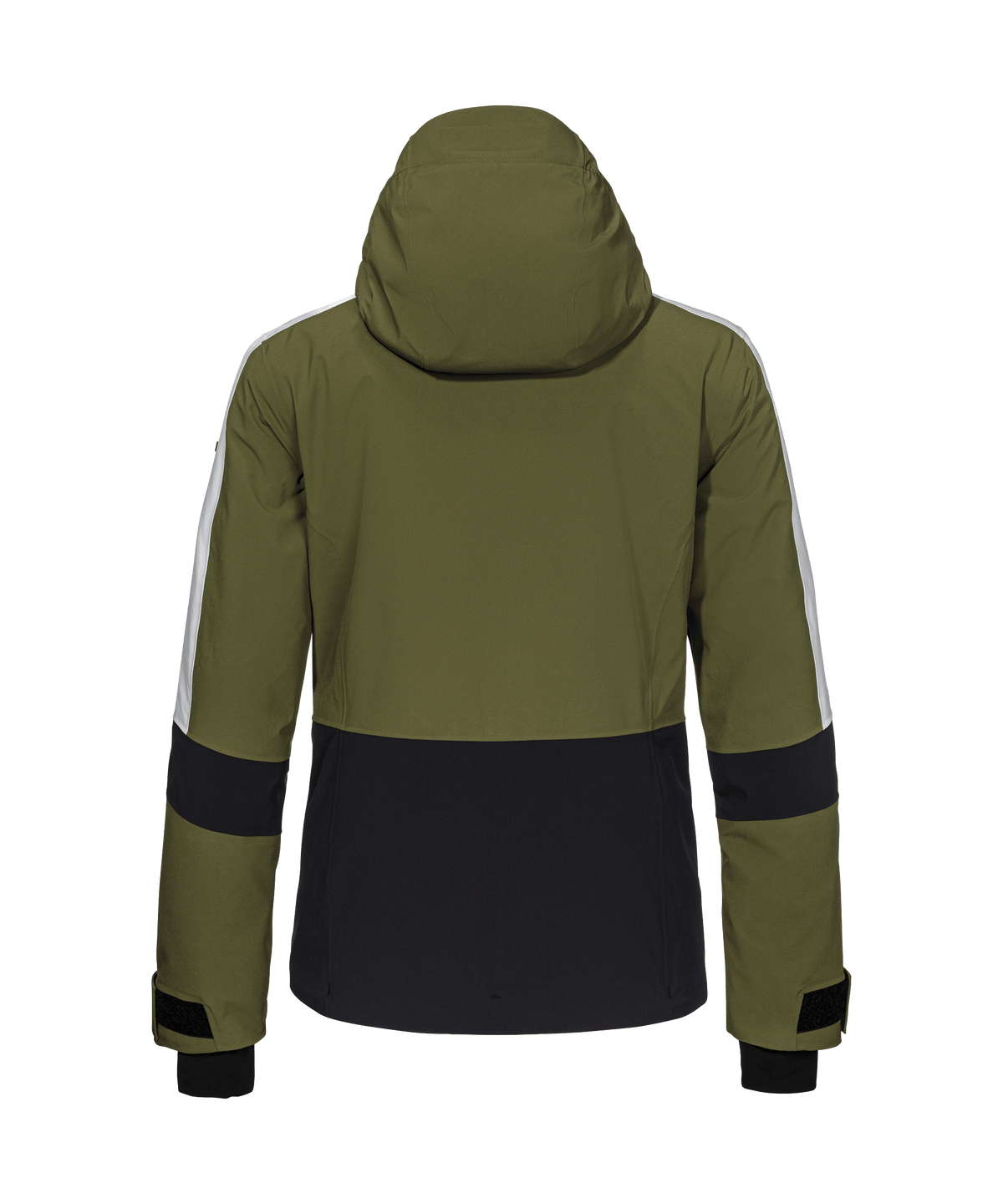 Women’s safuna olive green and black two-tone ski jacket with reinforced cuffs and hem for winter