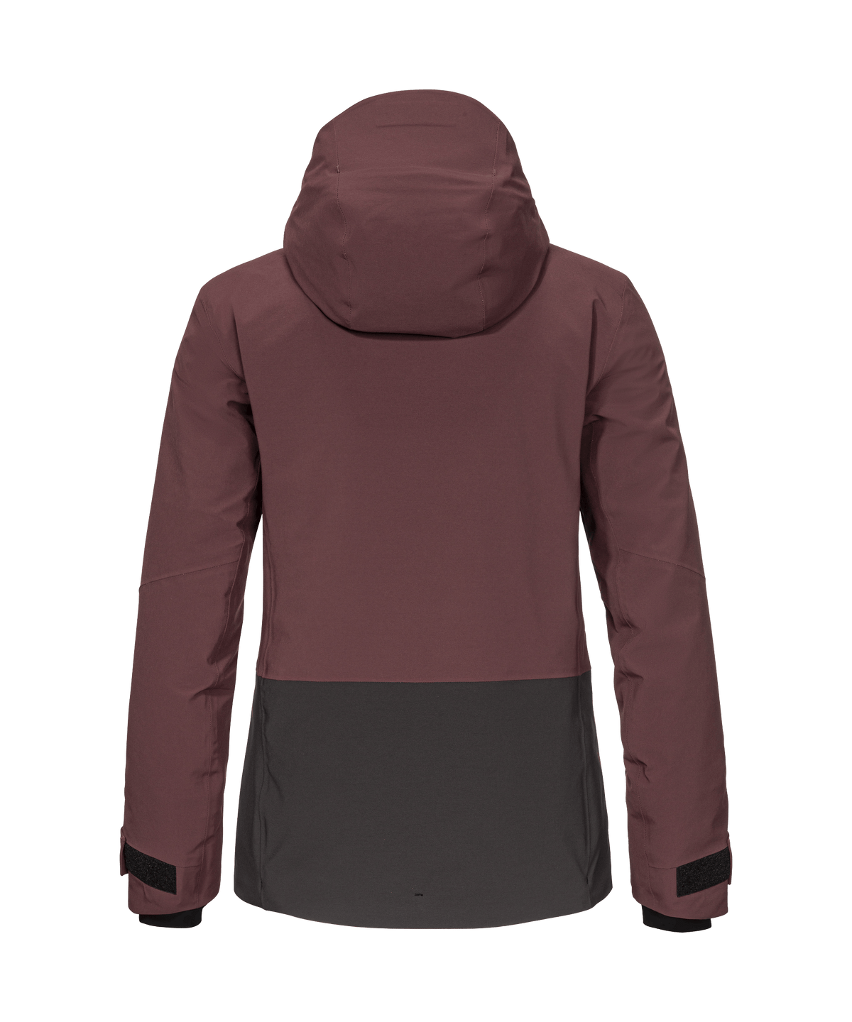 Women’s Levivo ski jacket dark twilight with sleek two-tone muted rose and charcoal gray hooded