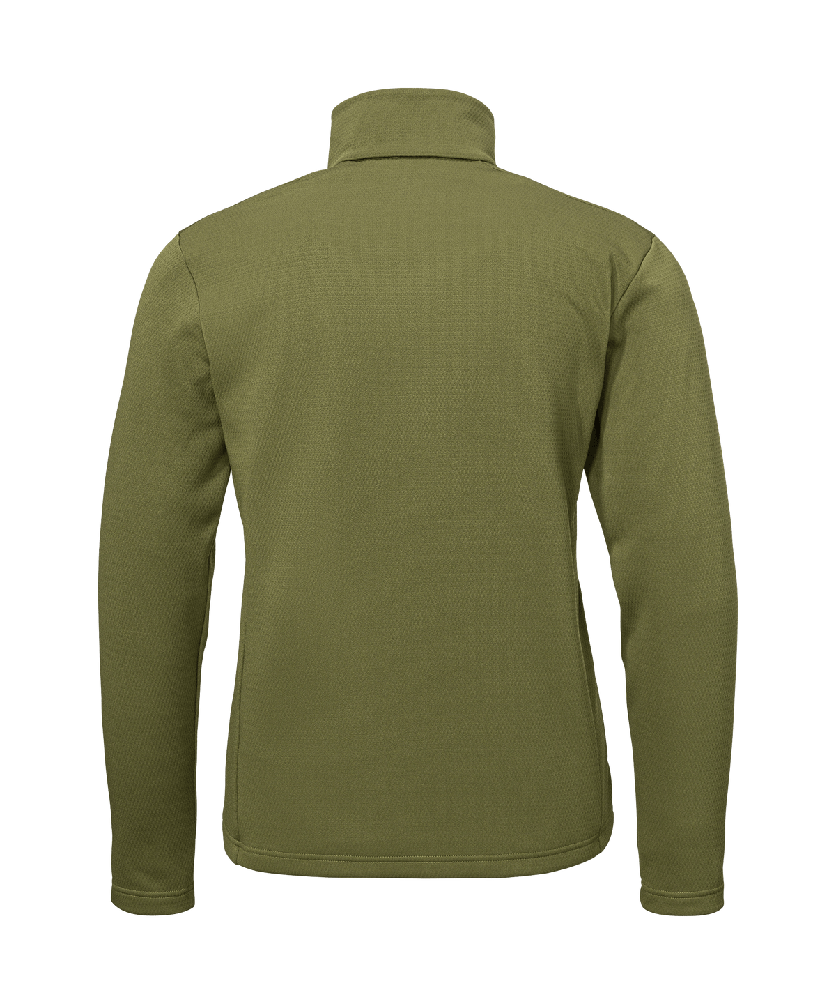 Men’s pine fleece jacket in olive green with high collar and long sleeves made from soft avocado
