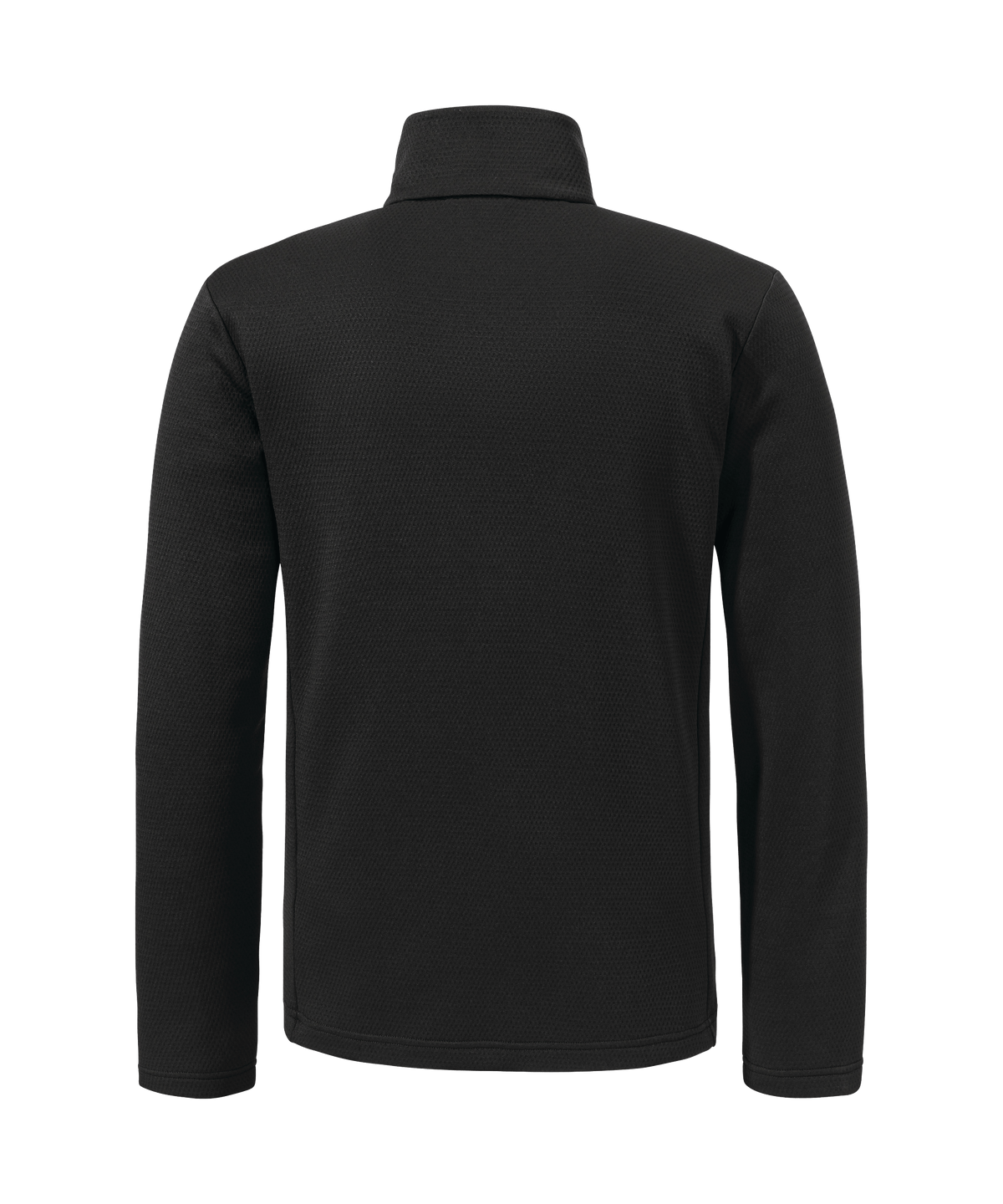 Men’s pine fleece jacket in black with a high collar and long sleeves made from soft fleece material
