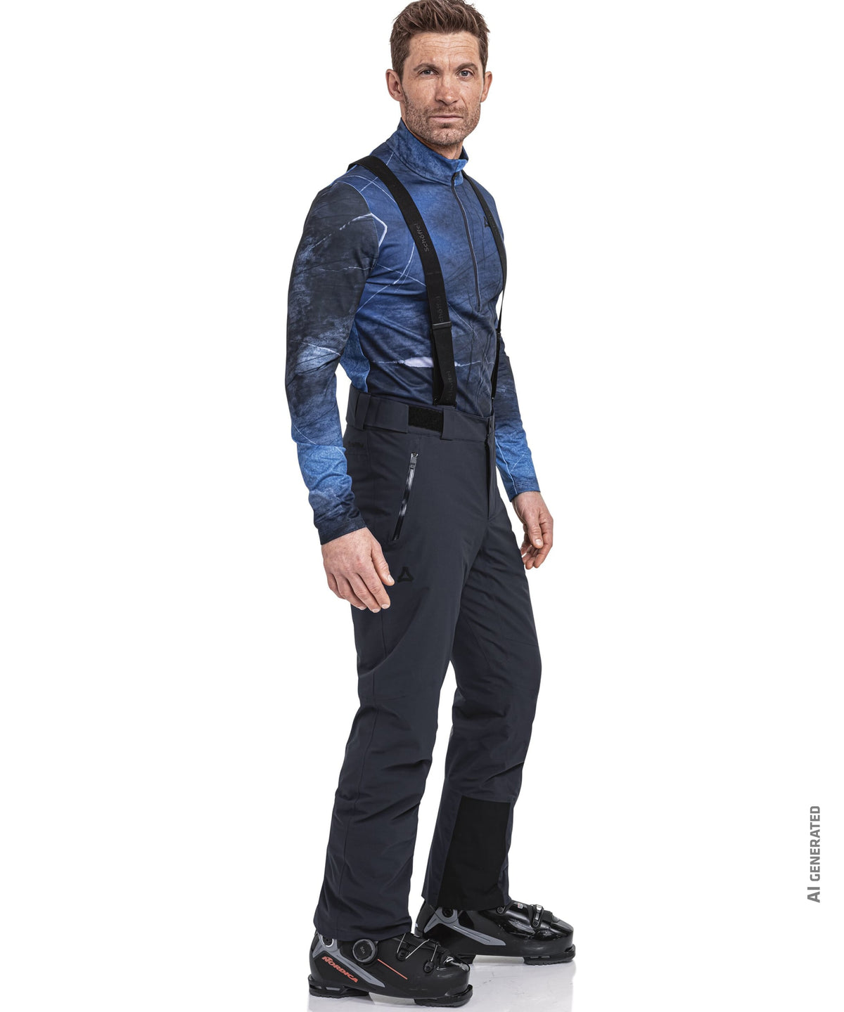 Men’s pine pants navy blazer in blue and black with sleek water-resistant design for skiing