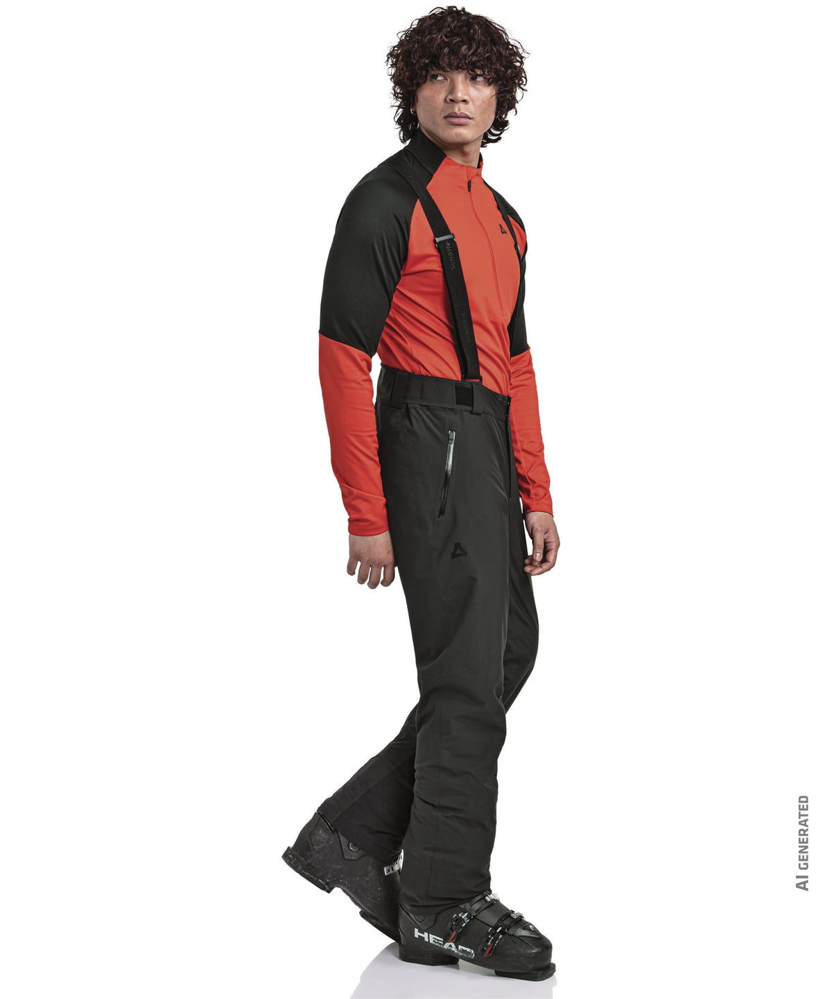 Men’s pine pants black sleek modern design with subtle branding on thigh ideal for skiing