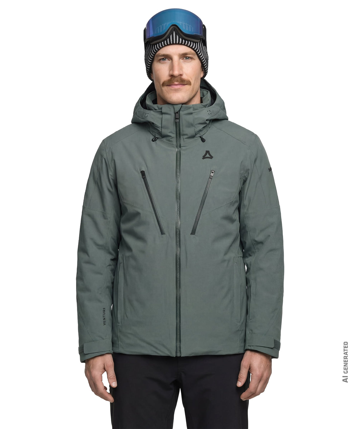 Men’s Skuta jacket steel grey dark olive green with matte finish and subtle black zipper accents