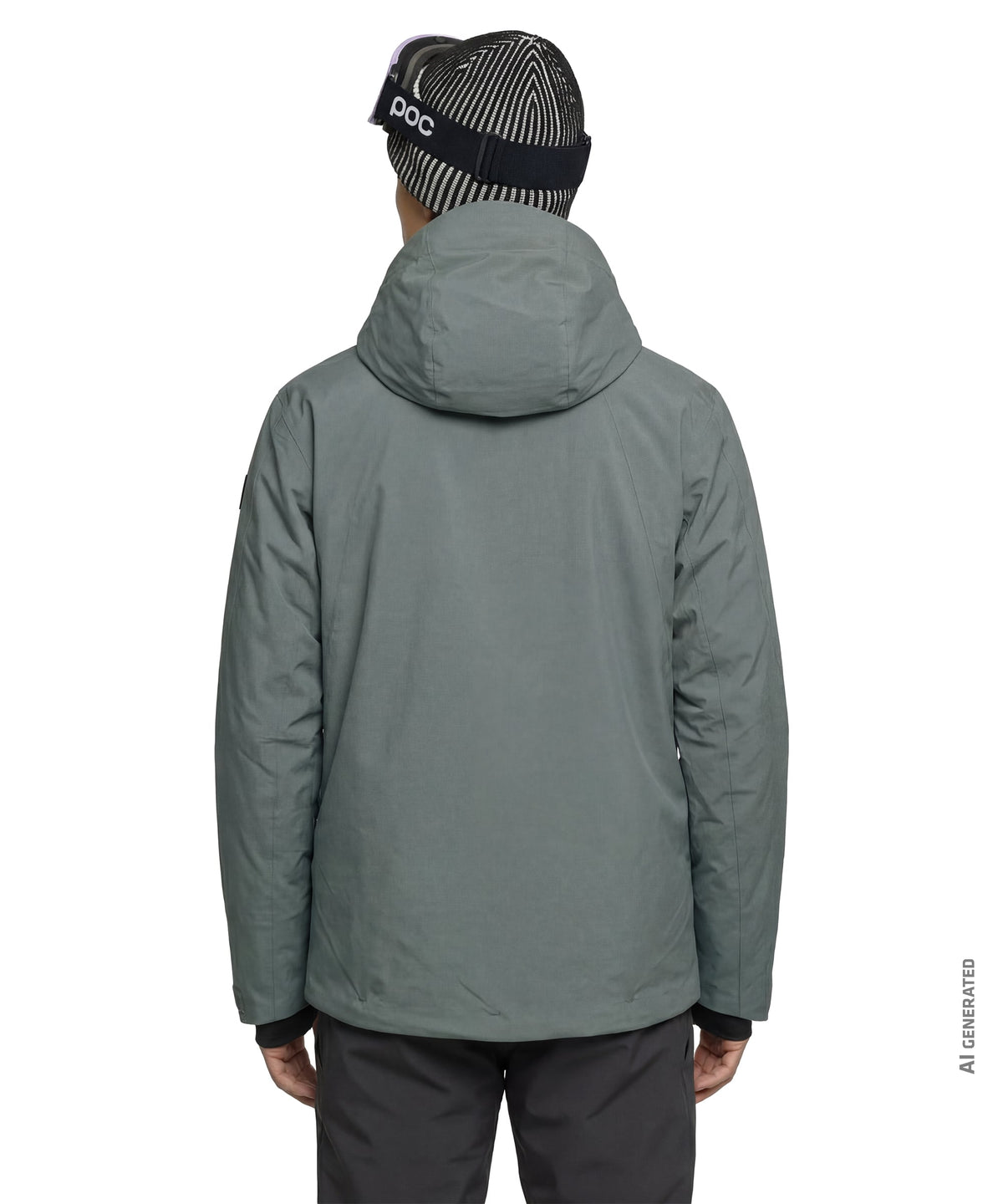 Men’s skuta jacket steel grey waterproof ski jacket with hood and black trim on cuffs for winter