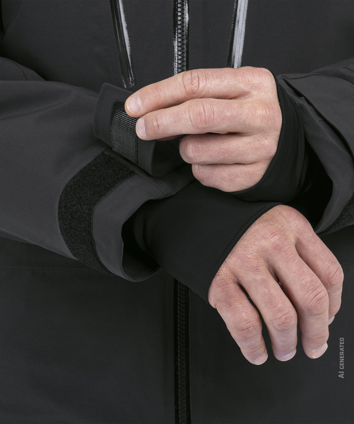 Men’s Radiana Jacket black tactical jacket with reinforced cuffs and adjustable velcro straps