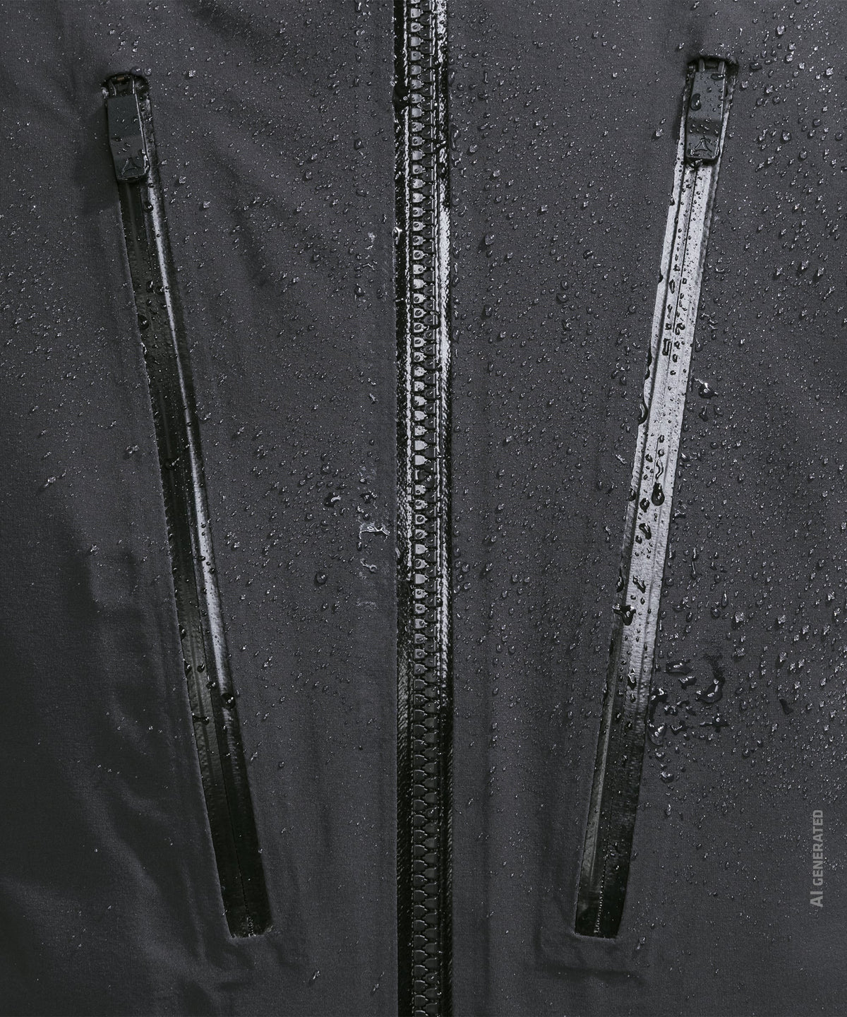 Men’s radiana jacket black waterproof jacket with central zipper and two side zippers with metallic