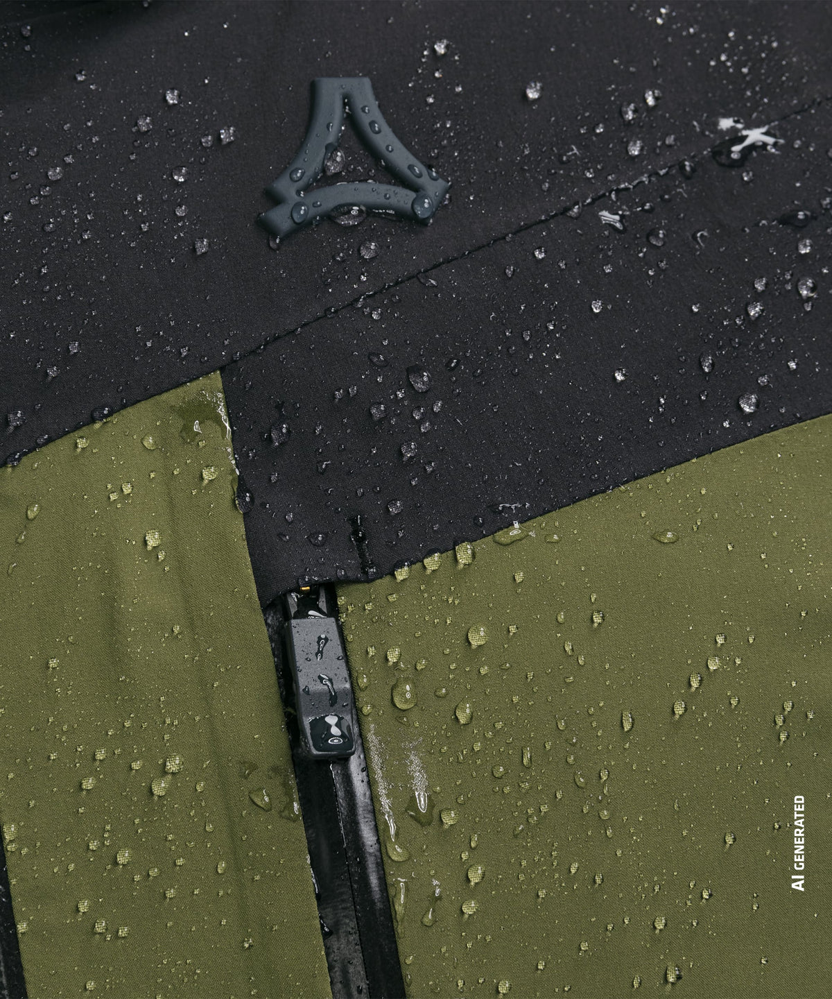 Men’s safuna jacket by reebok in black and olive green with textured water-resistant fabric