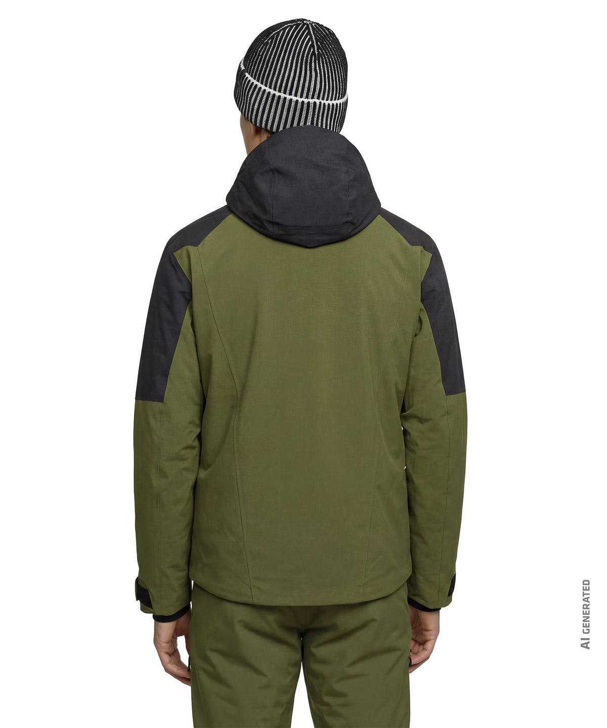 Men’s Safuna jacket avocado branch olive green and black technical ski jacket with hood