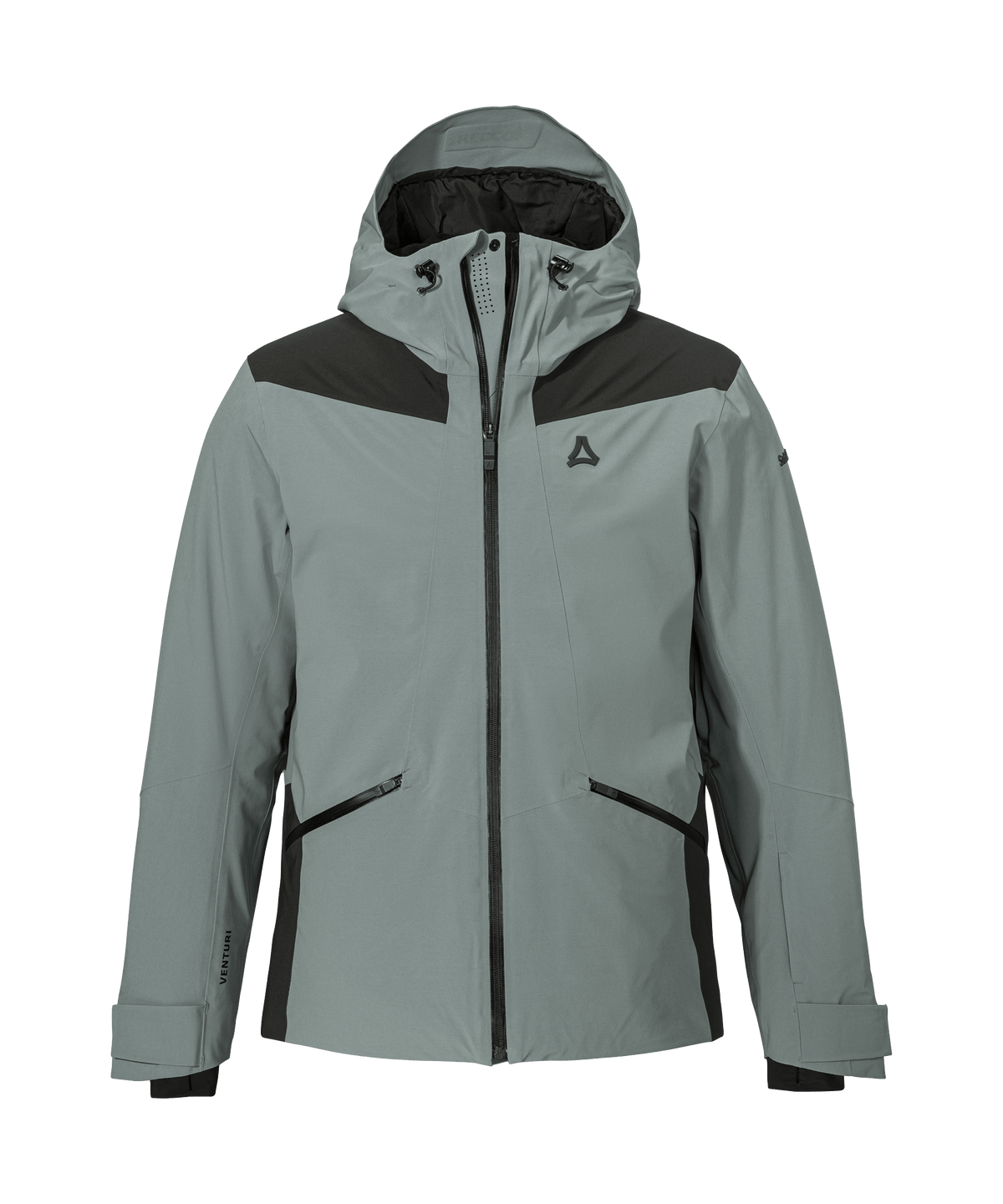 Men’s Levivo jacket steel grey waterproof ski jacket with hood front zipper and two side pockets