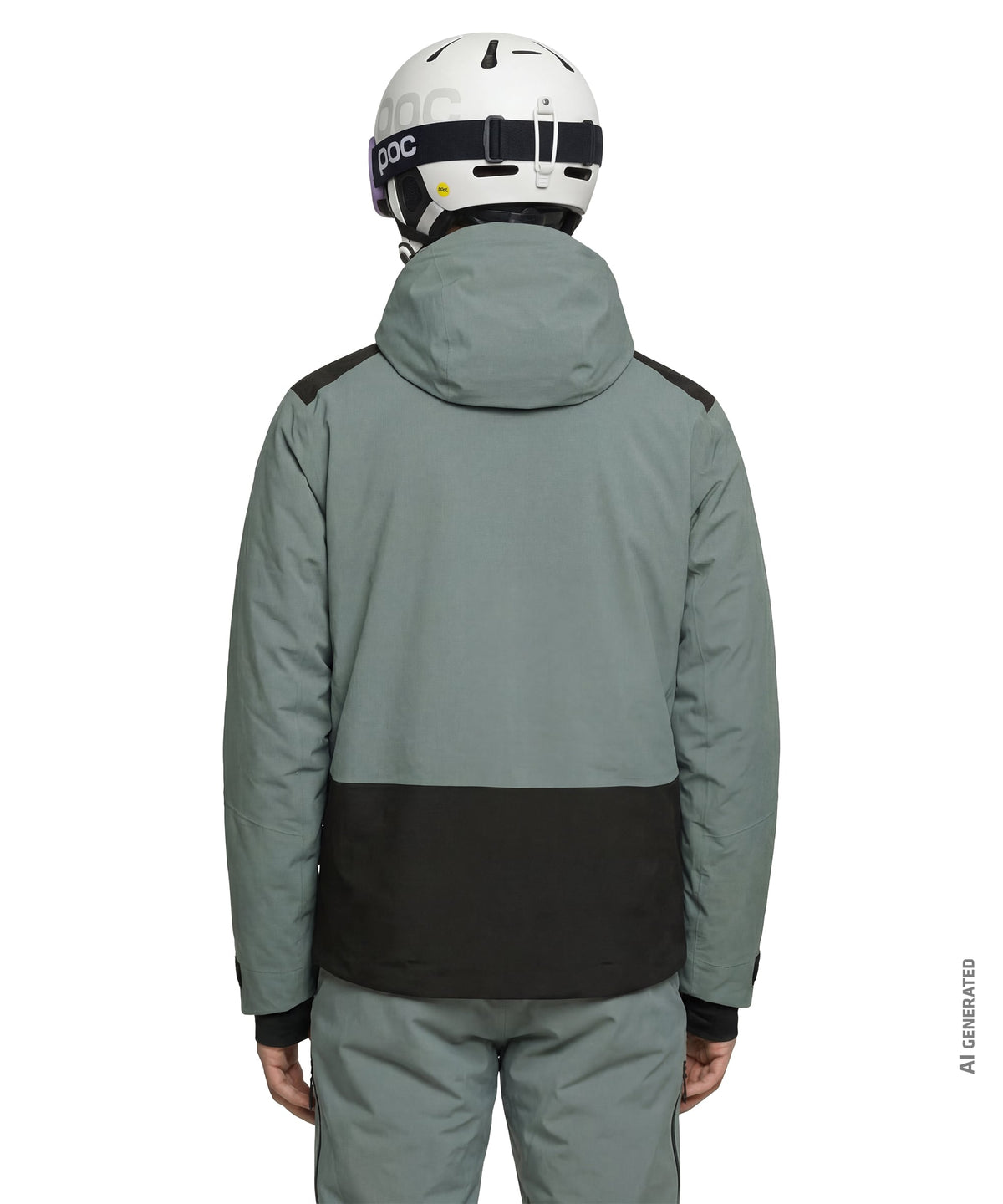 Men’s Levivo jacket steel grey two-tone gray and black ski jacket with high collar and reinforced