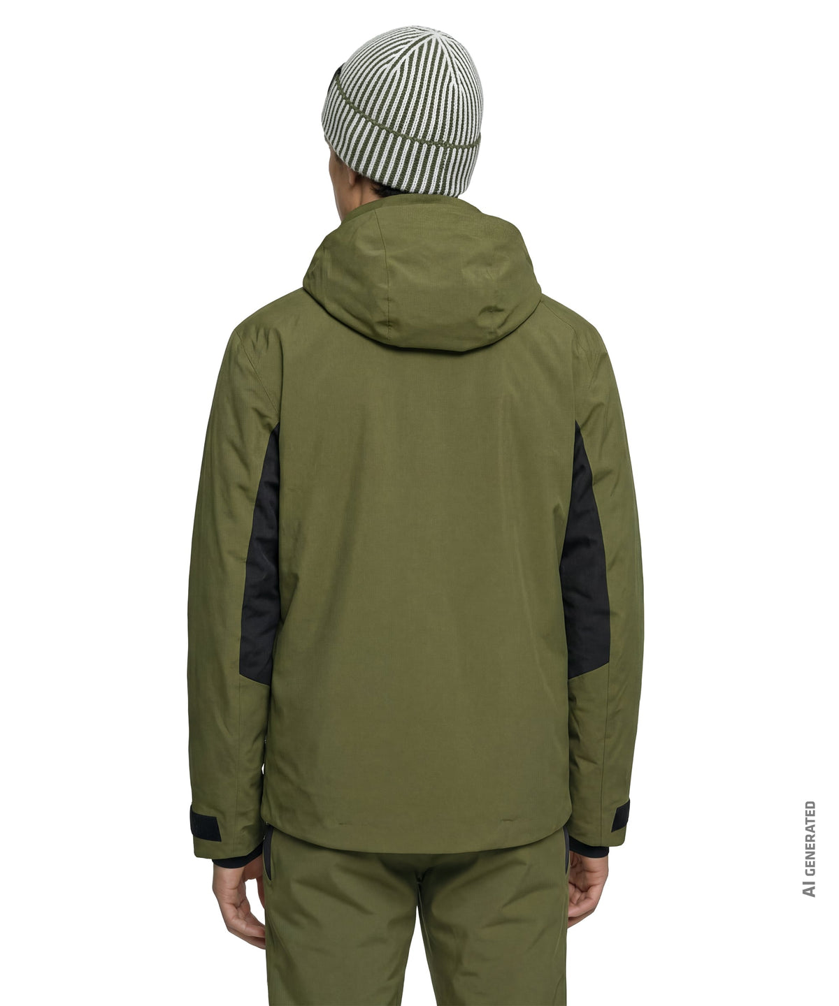 Men’s trifex jacket avocado branch in olive green waterproof fabric with black panel accents