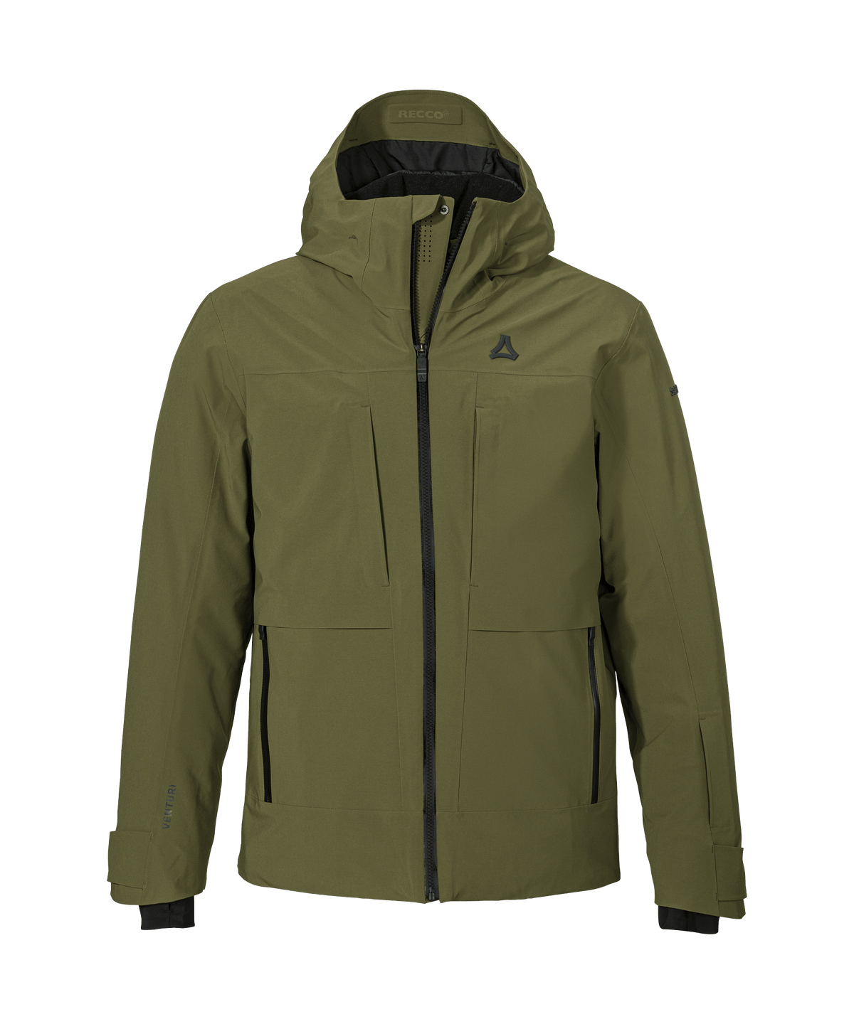 Men’s lumineo jacket avocado branch olive green waterproof hiking jacket with black zipper hood