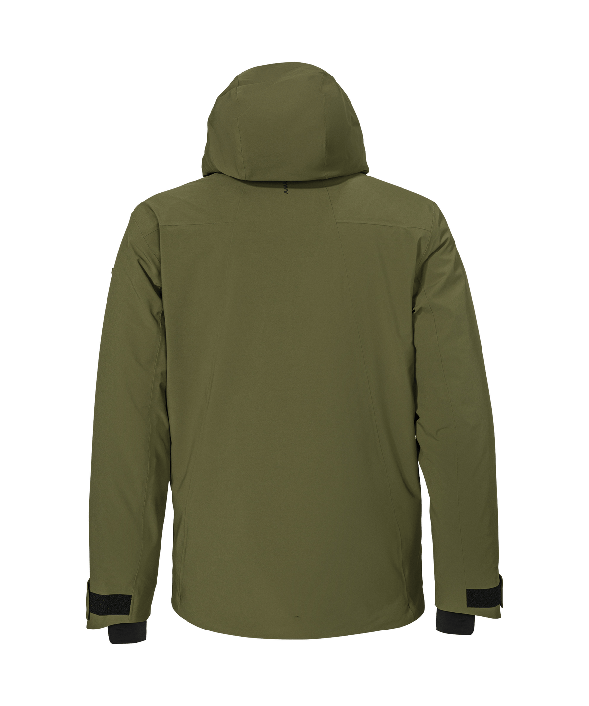 Men’s Lumineo olive green hooded jacket with black trim at cuffs and hem perfect for casual outdoor