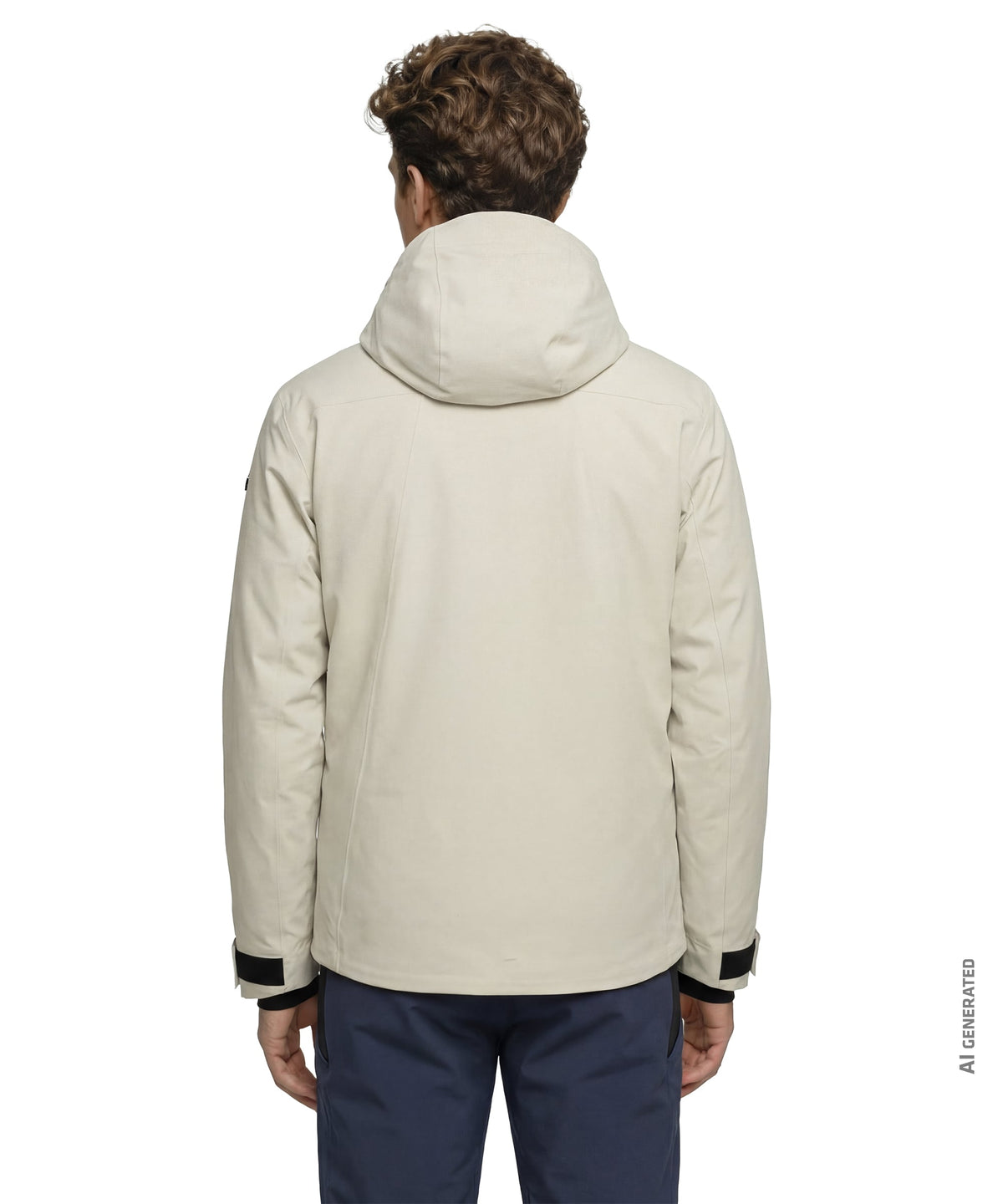 Men’s Lumineo jacket Nordic beige hooded jacket with black trim at cuffs and collar in a durable