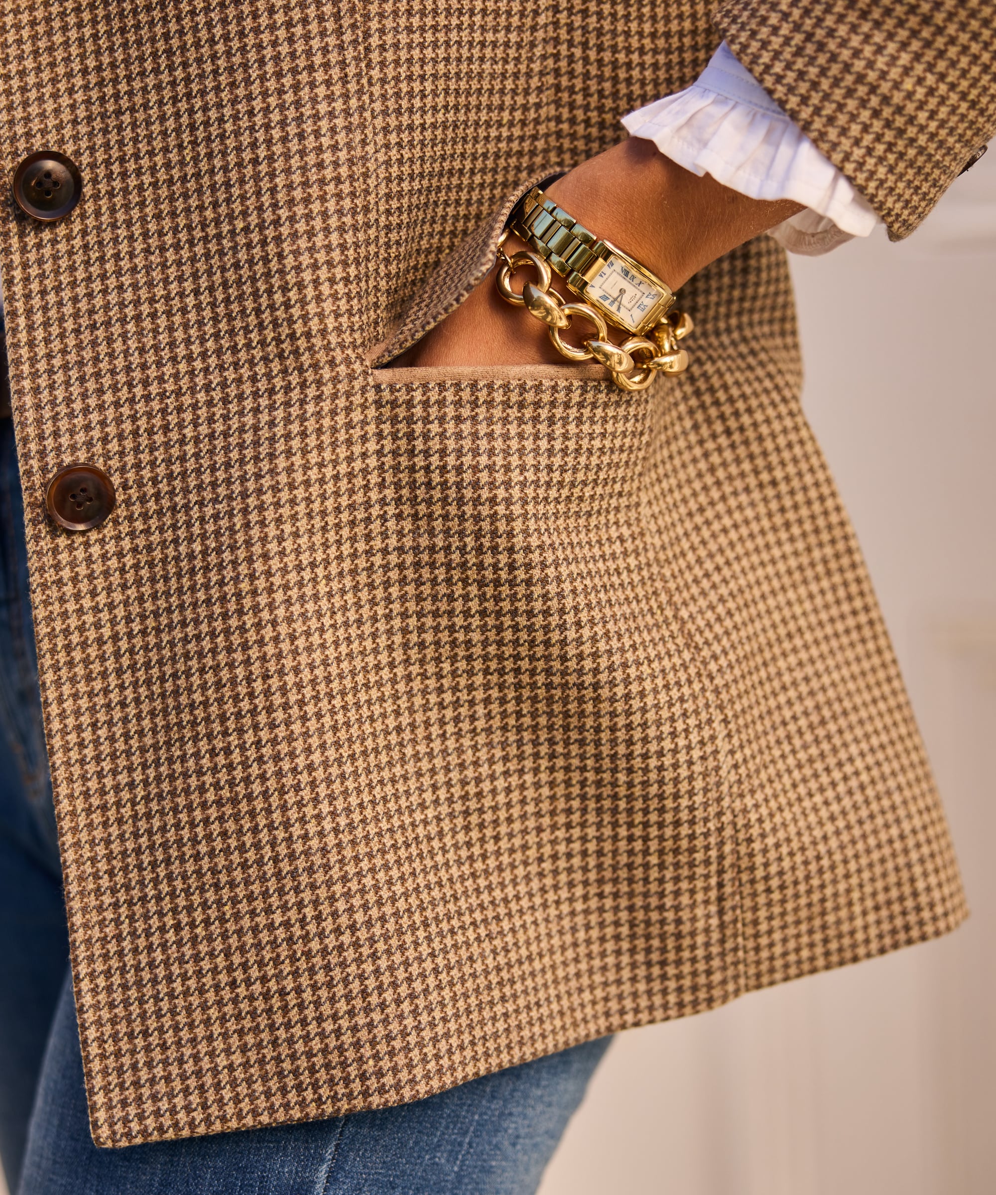 Isla Tweed Blazer - Houndstooth Tweed
