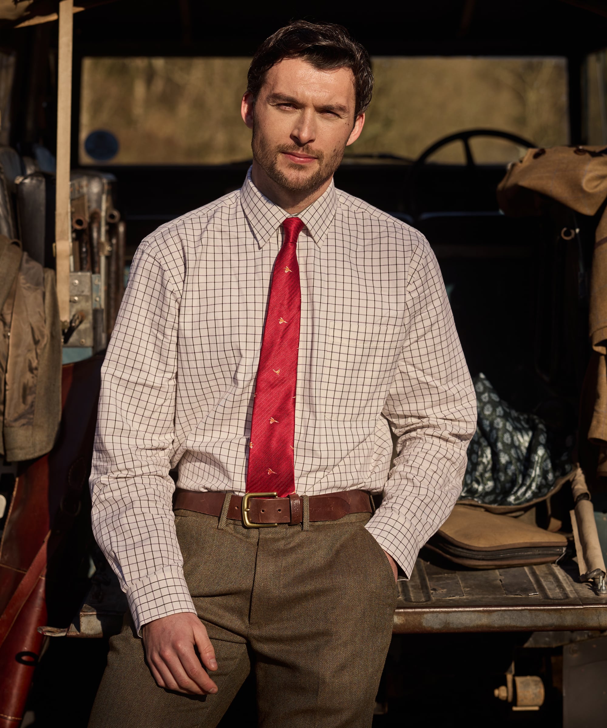 Burnham Tattersall Classic Shirt - Dark Olive Tattersall