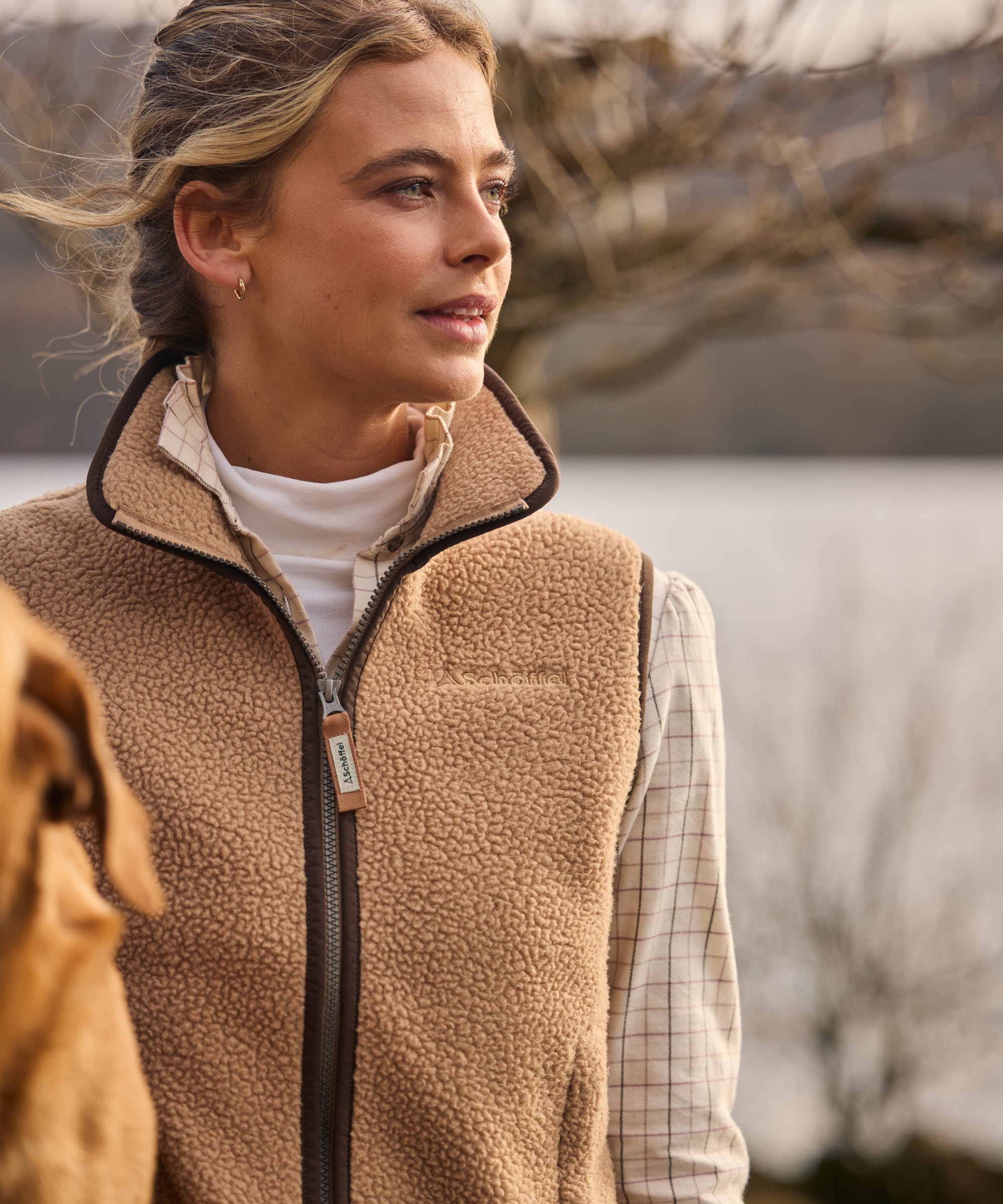 Lyndon Retro Fleece Gilet - Tan