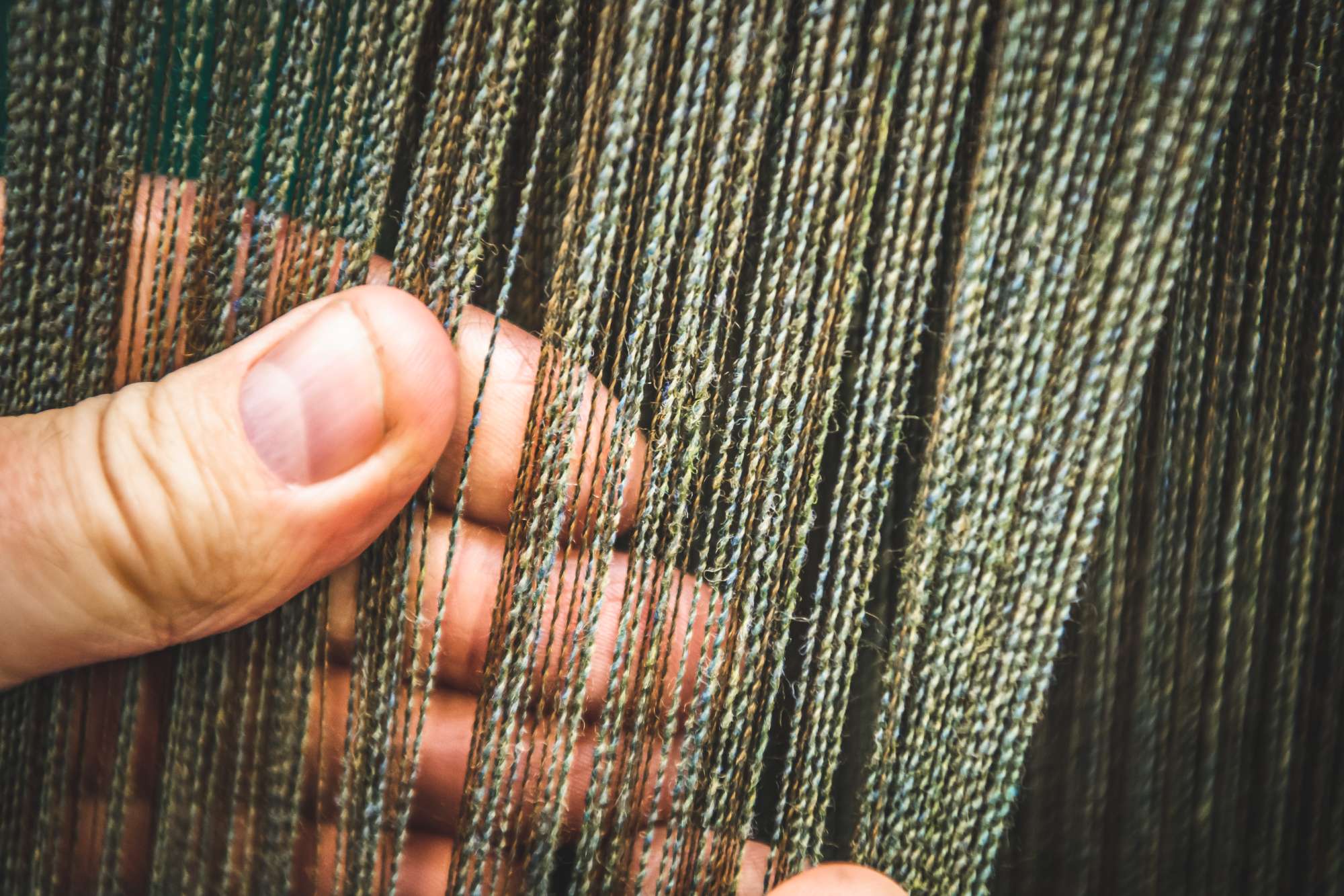 Close up of wool threads.