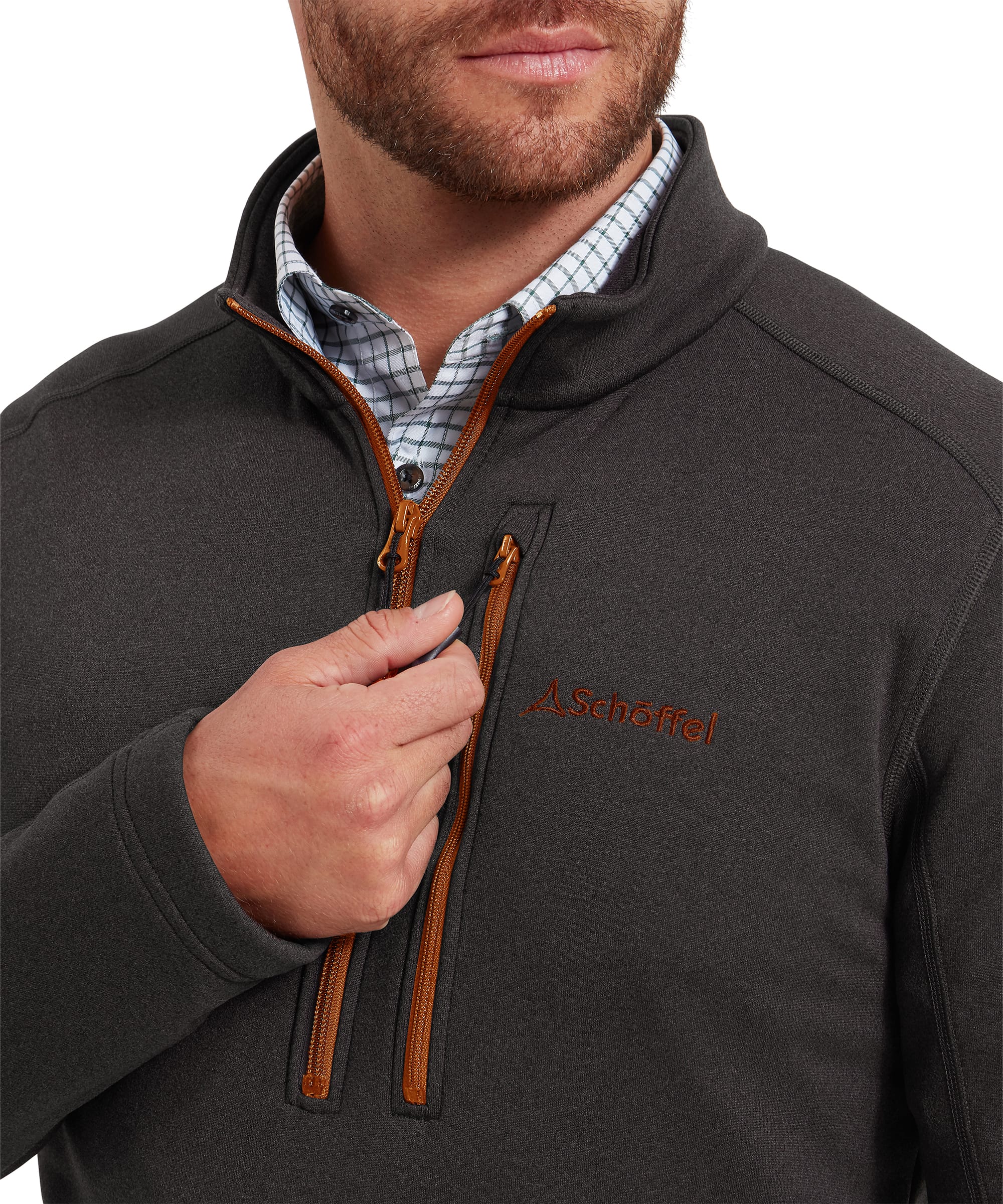 美良品 Schoffel 
オーストリアチームモデル
パーカーミドラー Men's Annan II Technical Quarter Zip Grey | Schöffel Country