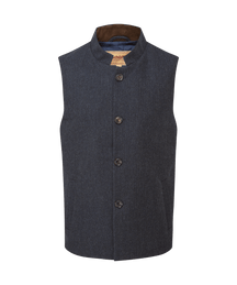Men's Berwick Nehru Tweed Waistcoat Navy Blue | Schöffel Country US