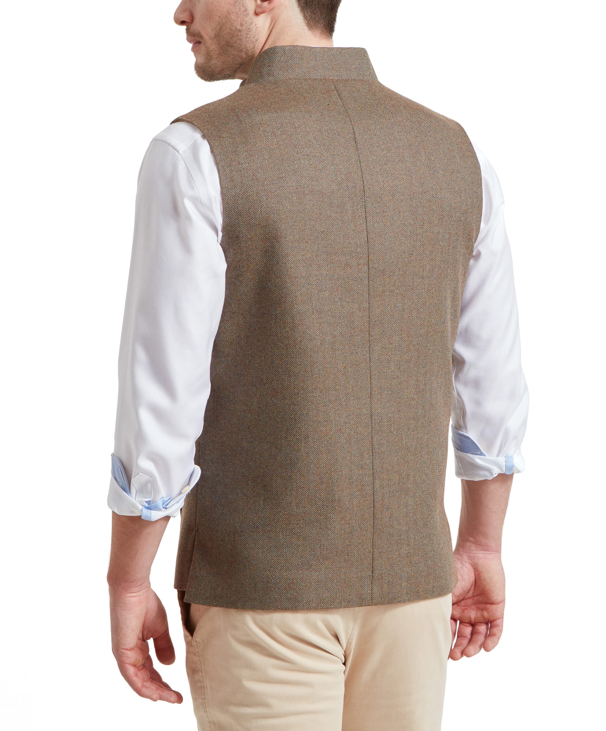 Men s Berwick Nehru Green Tweed Waistcoat Schoffel Country