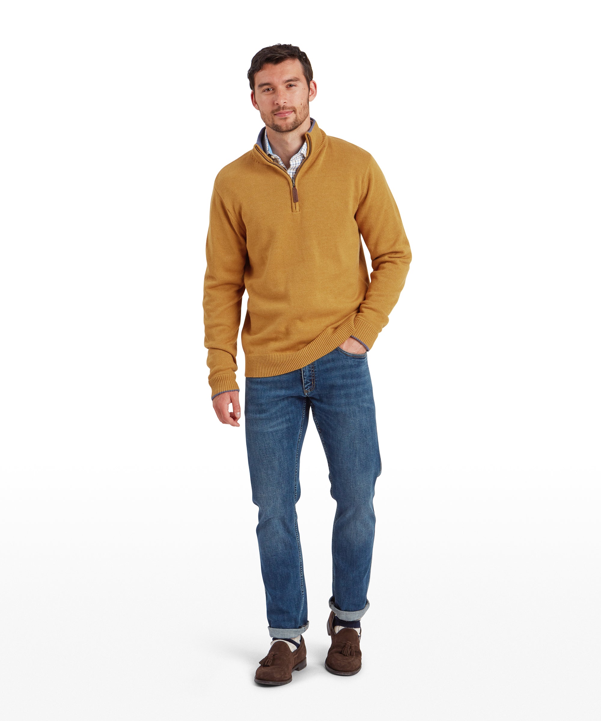 Blair Quarter Zip Jumper - Mustard