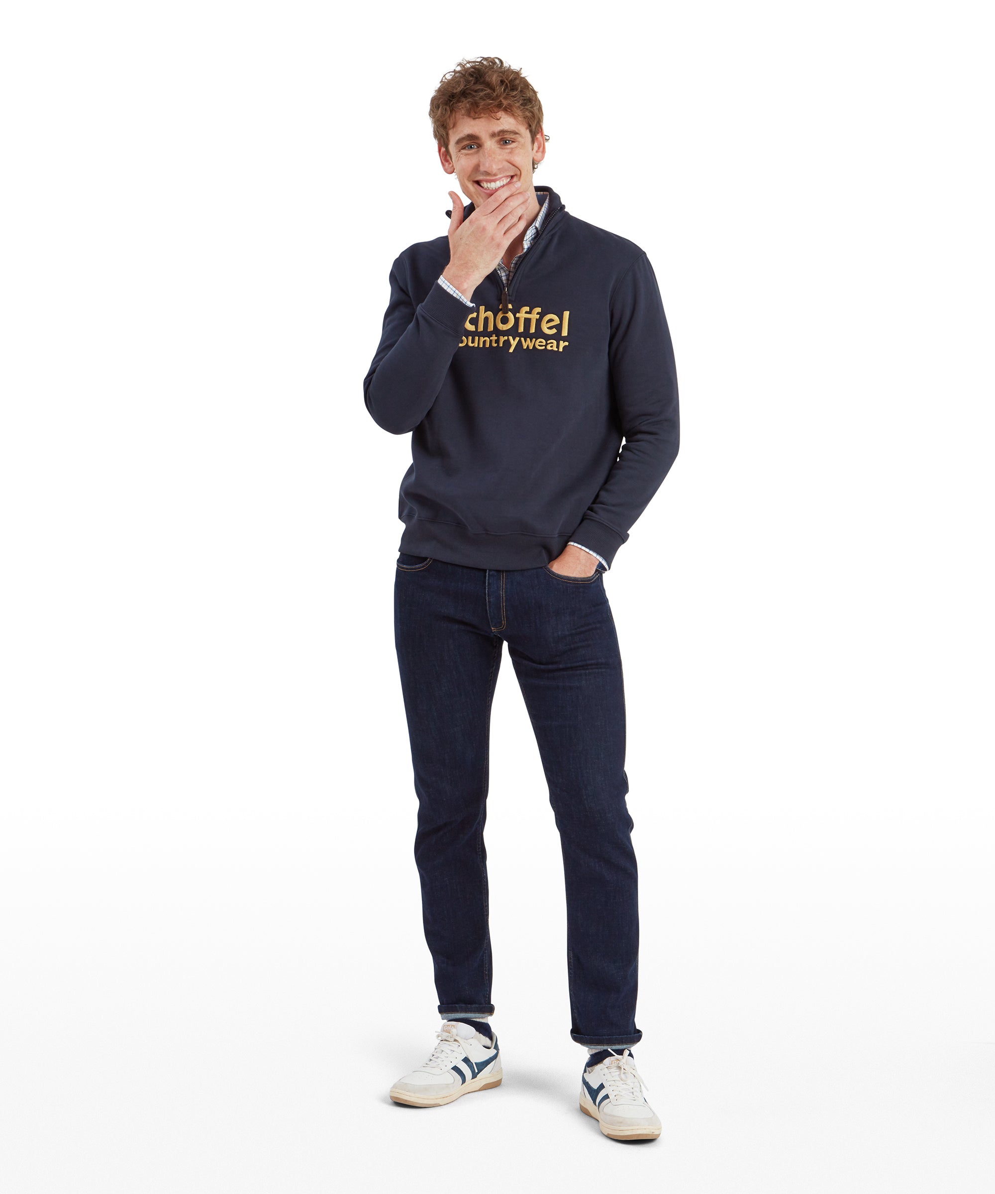 美良品 Schoffel 
オーストリアチームモデル
パーカーミドラー Men's Bude Quarter Zip Sweatshirt Navy Blue | Schöffel Country