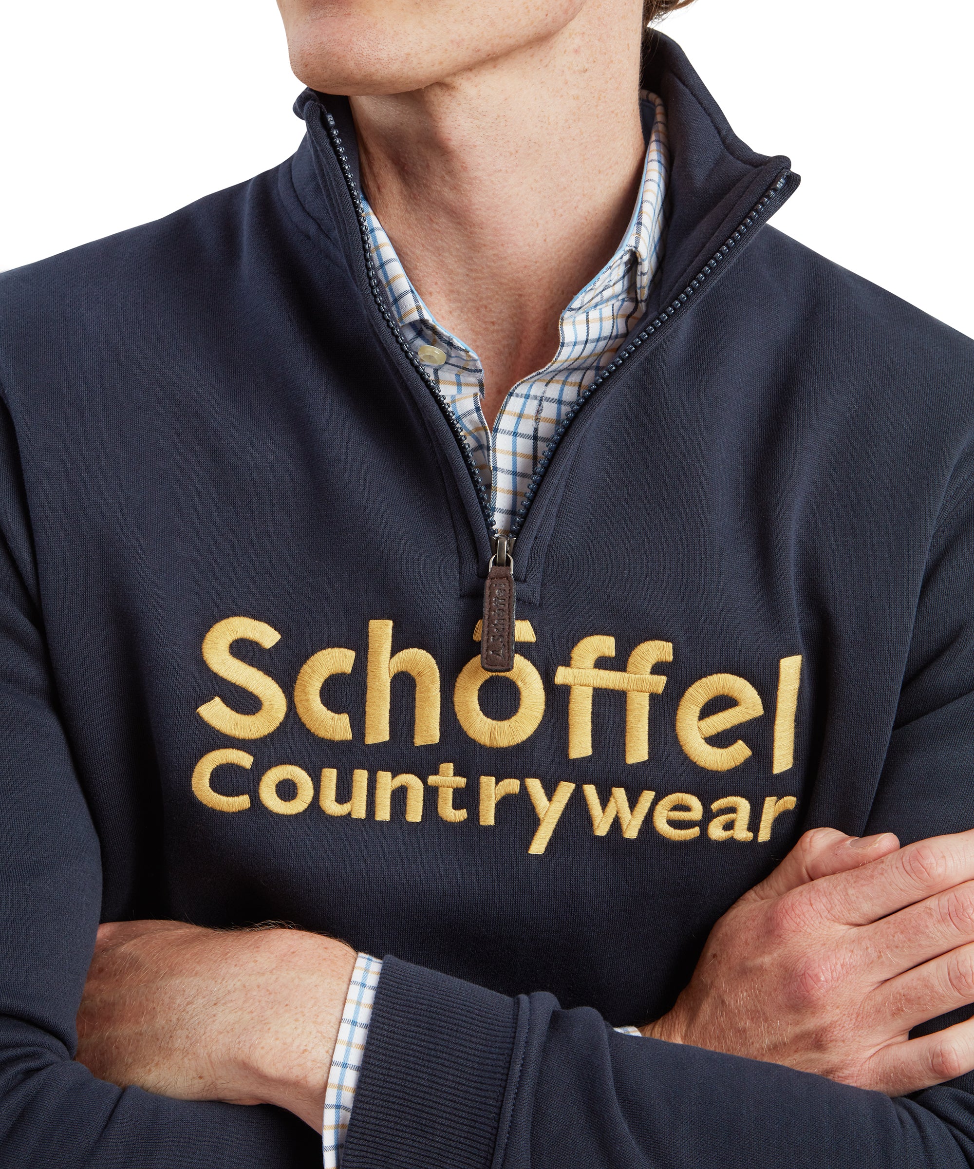 美良品 Schoffel 
オーストリアチームモデル
パーカーミドラー Men's Bude Quarter Zip Sweatshirt Navy Blue | Schöffel Country