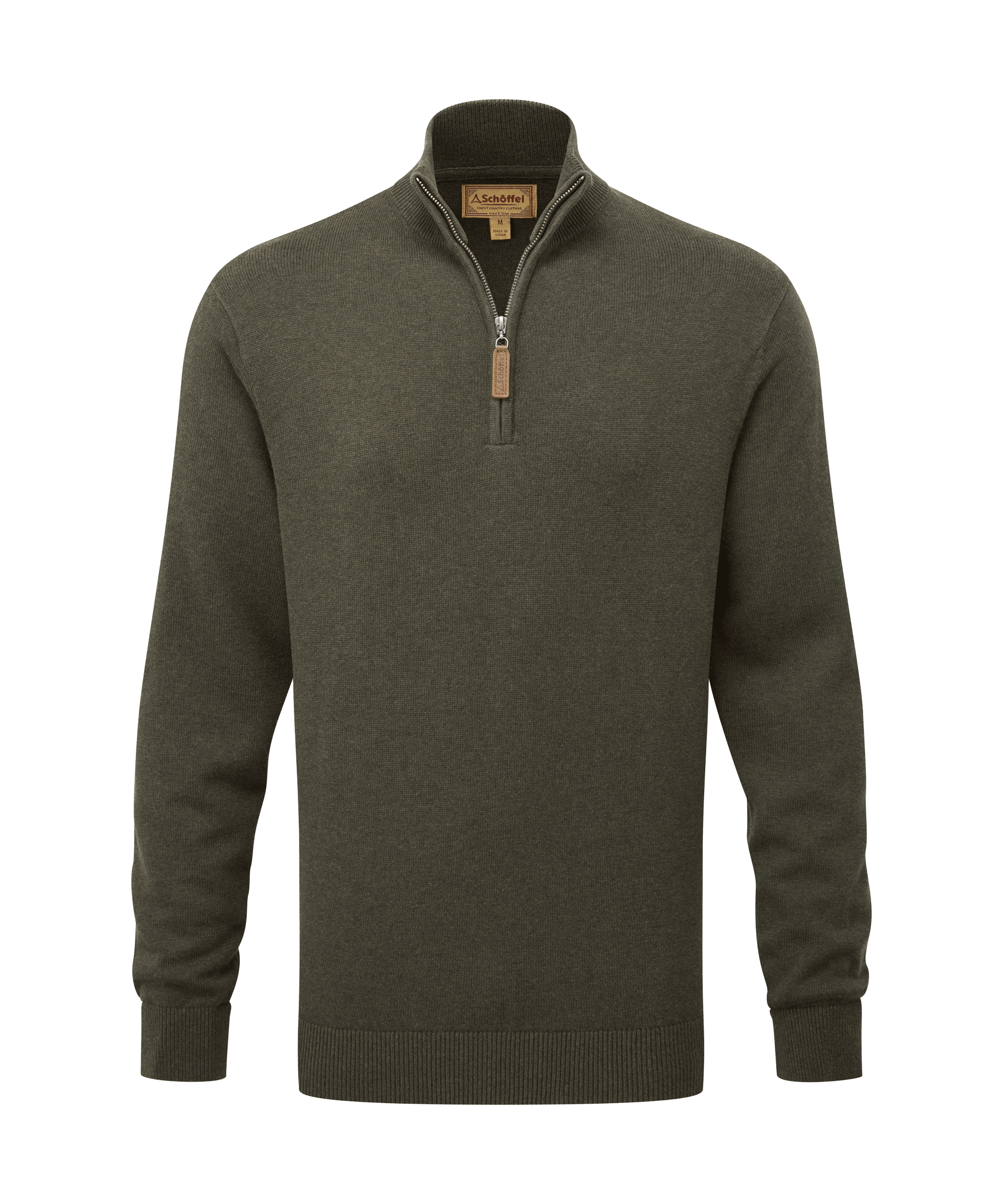 Calton Cotton Cashmere Quarter Zip Jumper - Loden Green