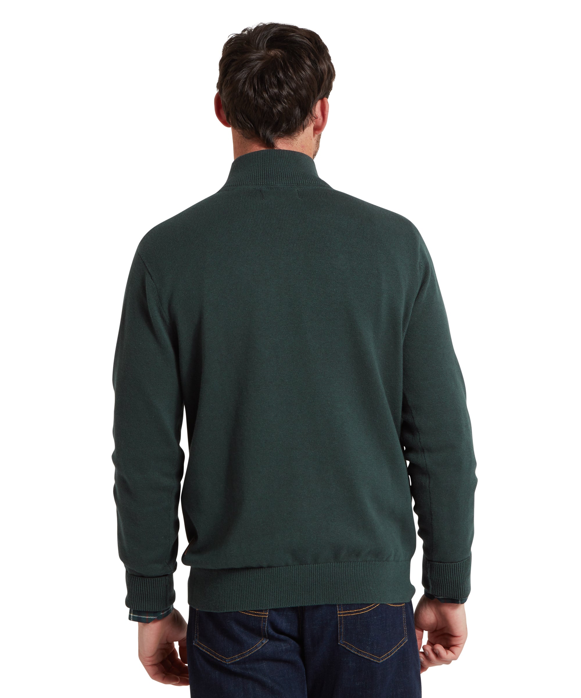 Calton Cotton Cashmere Quarter Zip Jumper - Botanical Green