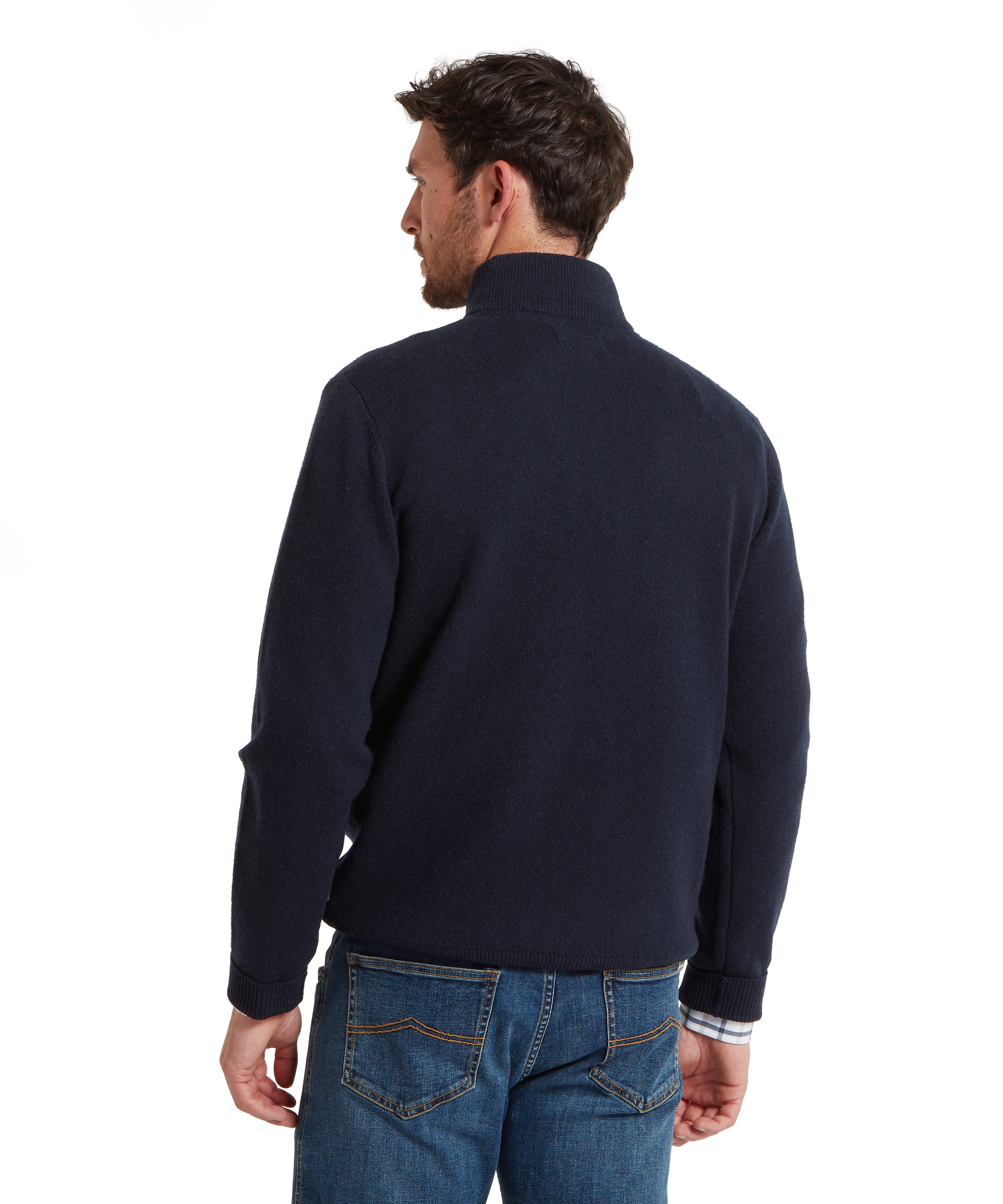 Calton Cotton Cashmere Quarter Zip Jumper - Navy
