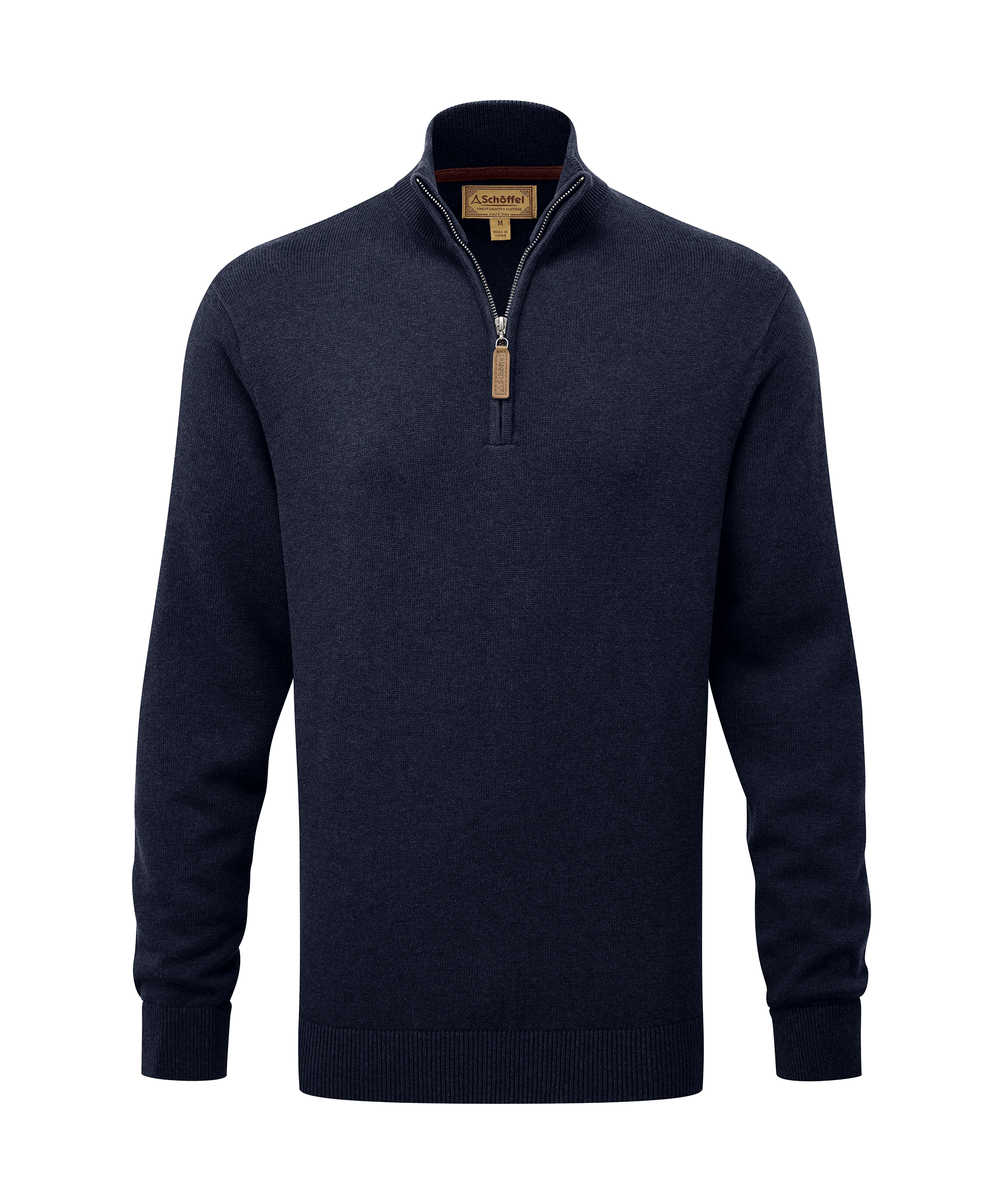Calton Cotton Cashmere Quarter Zip Jumper - Navy